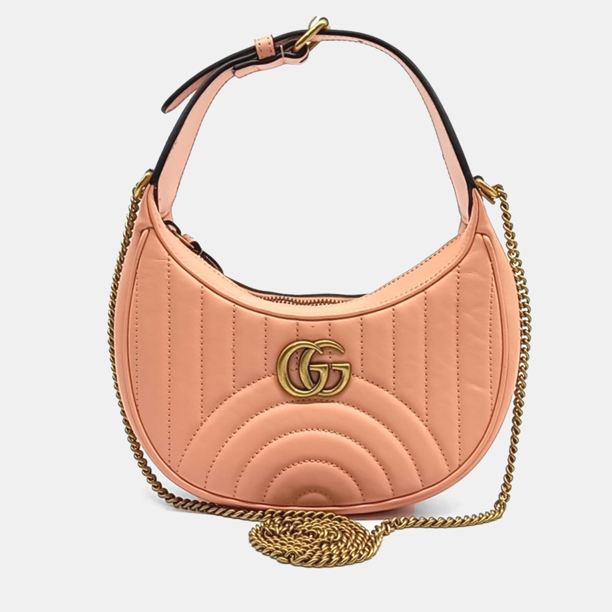 

Gucci Pink Leather Marmont Half Moon Shoulder Bag