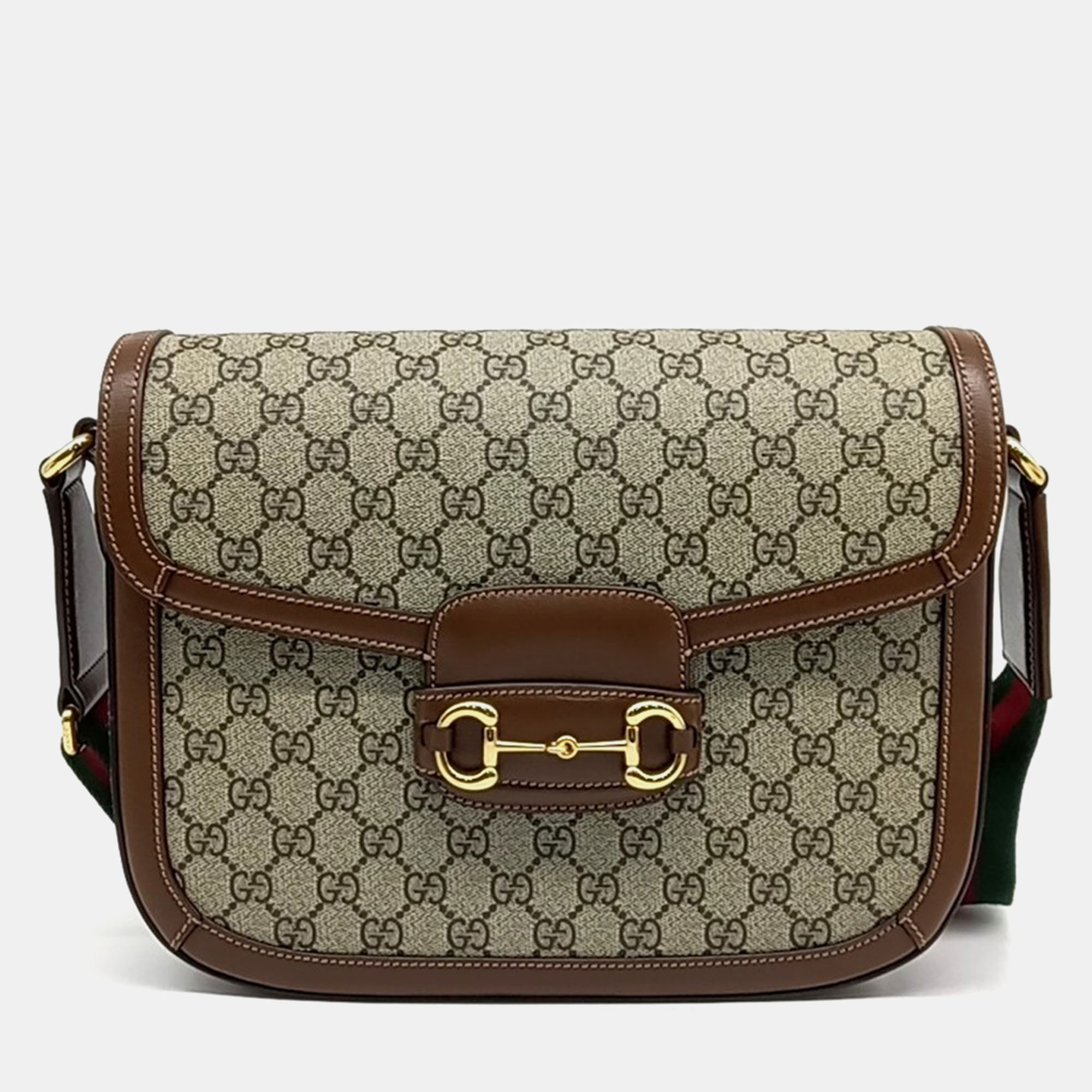 

Gucci Black Brown Leather and PVC 1955 Horsebit Shoulder Bag