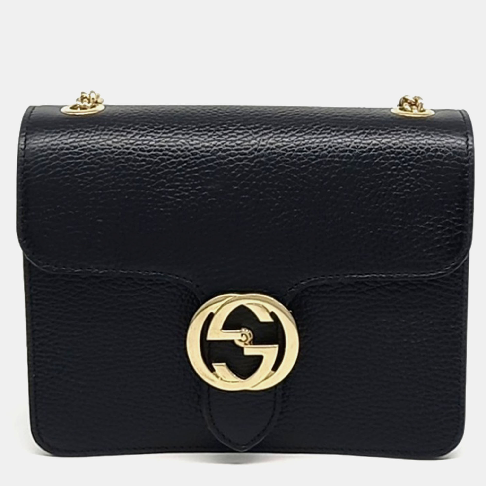 

Gucci Black Leather Interlocking GG Crossbody Bag
