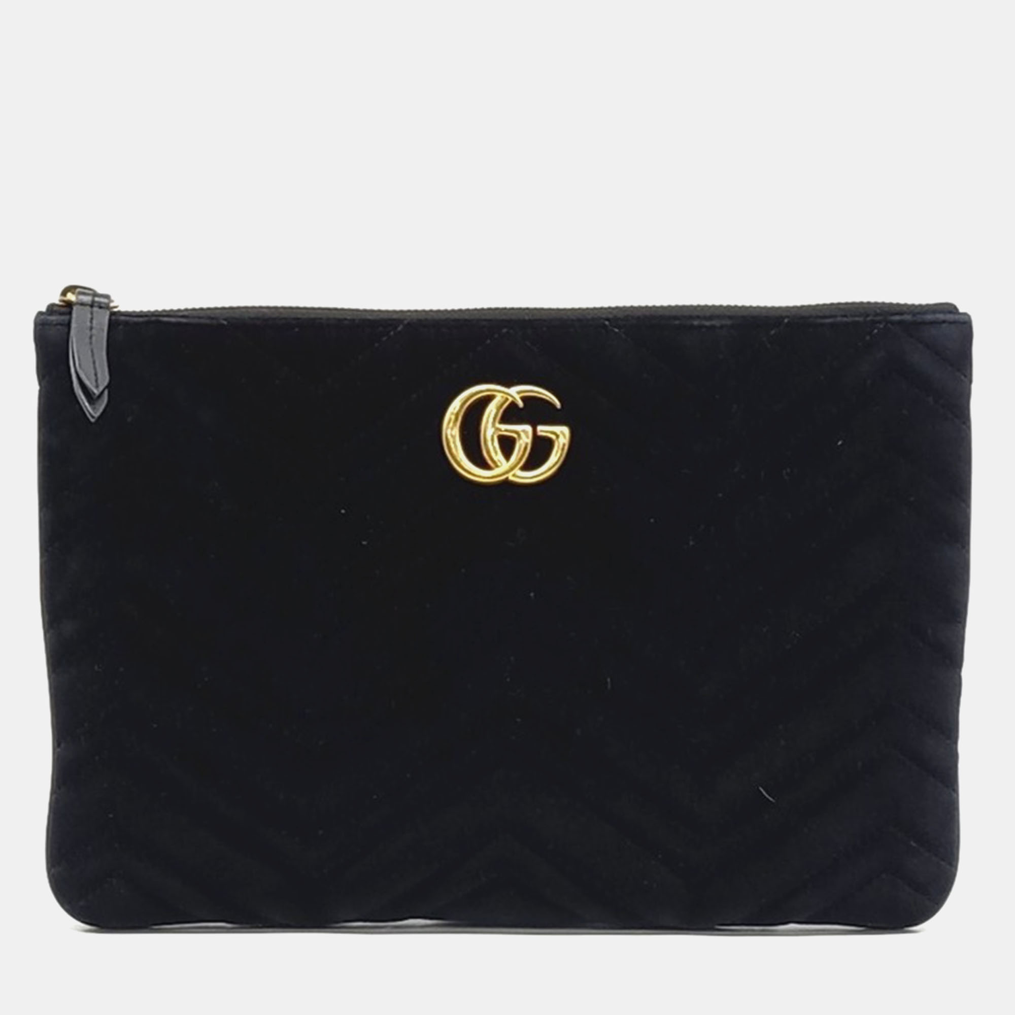 

Gucci Black Velvet GG Marmont Clutch