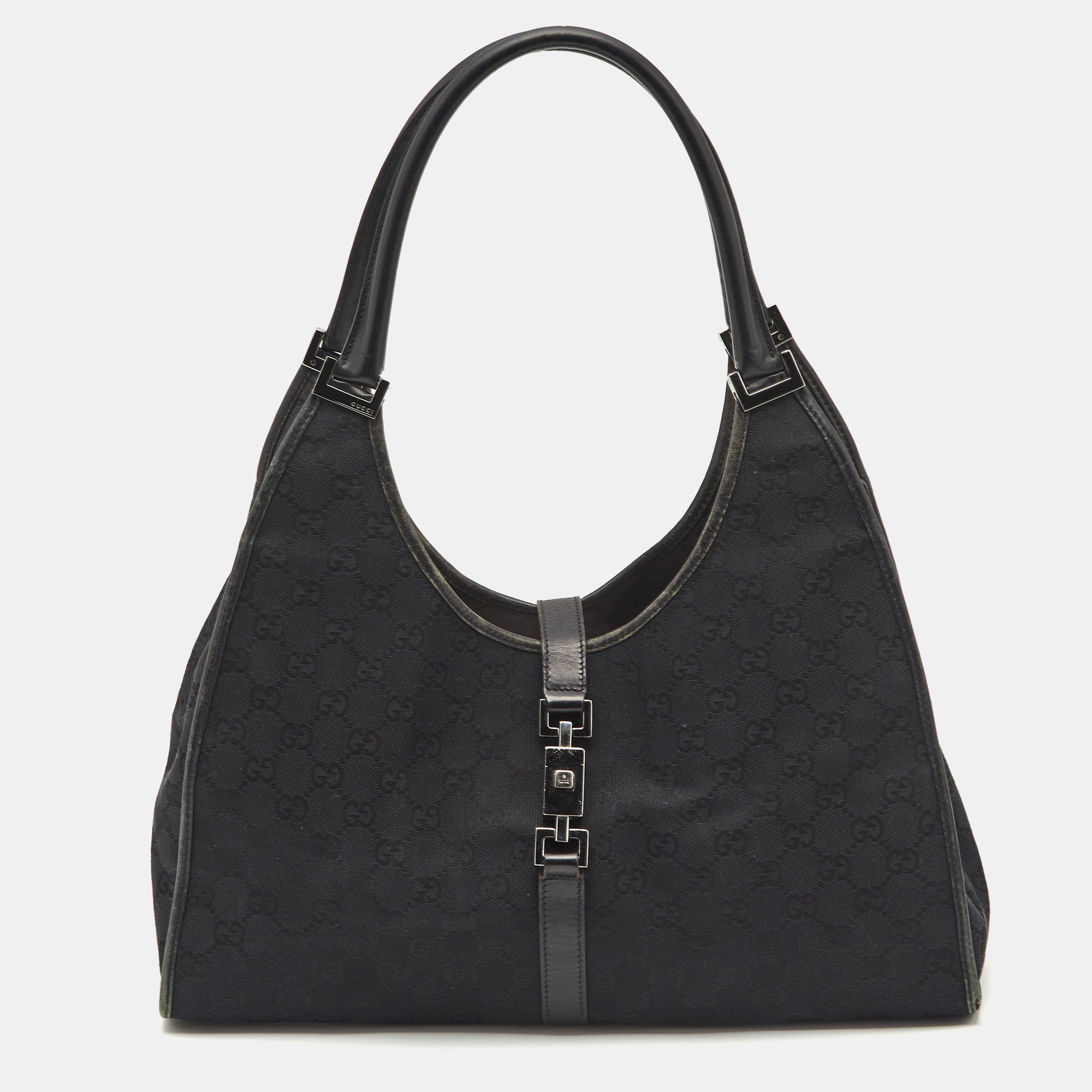 

Gucci Black GG Canvas and Leather Jackie O Hobo