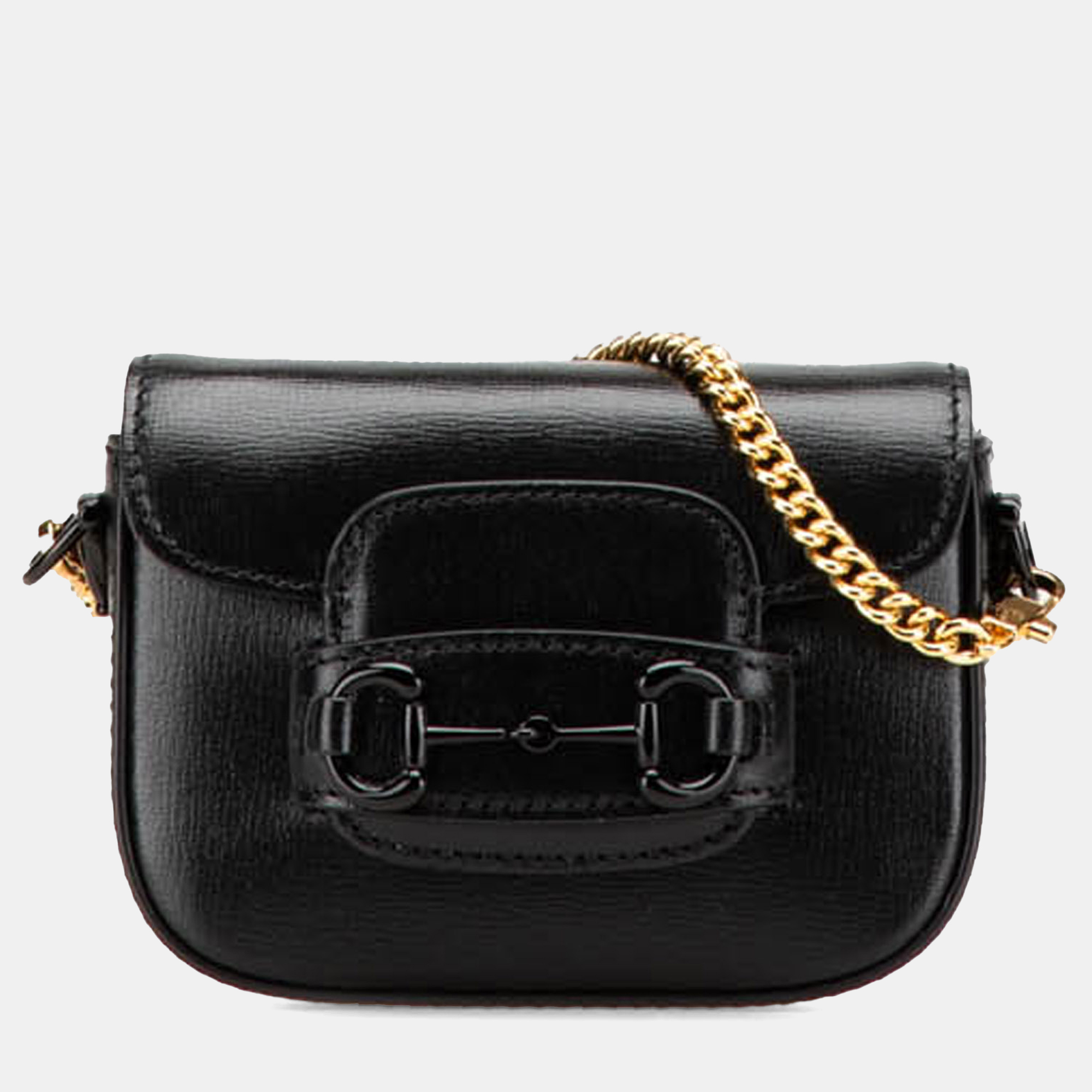 Pre-owned Gucci Black Mini Leather Horsebit 1955 Web Satchel