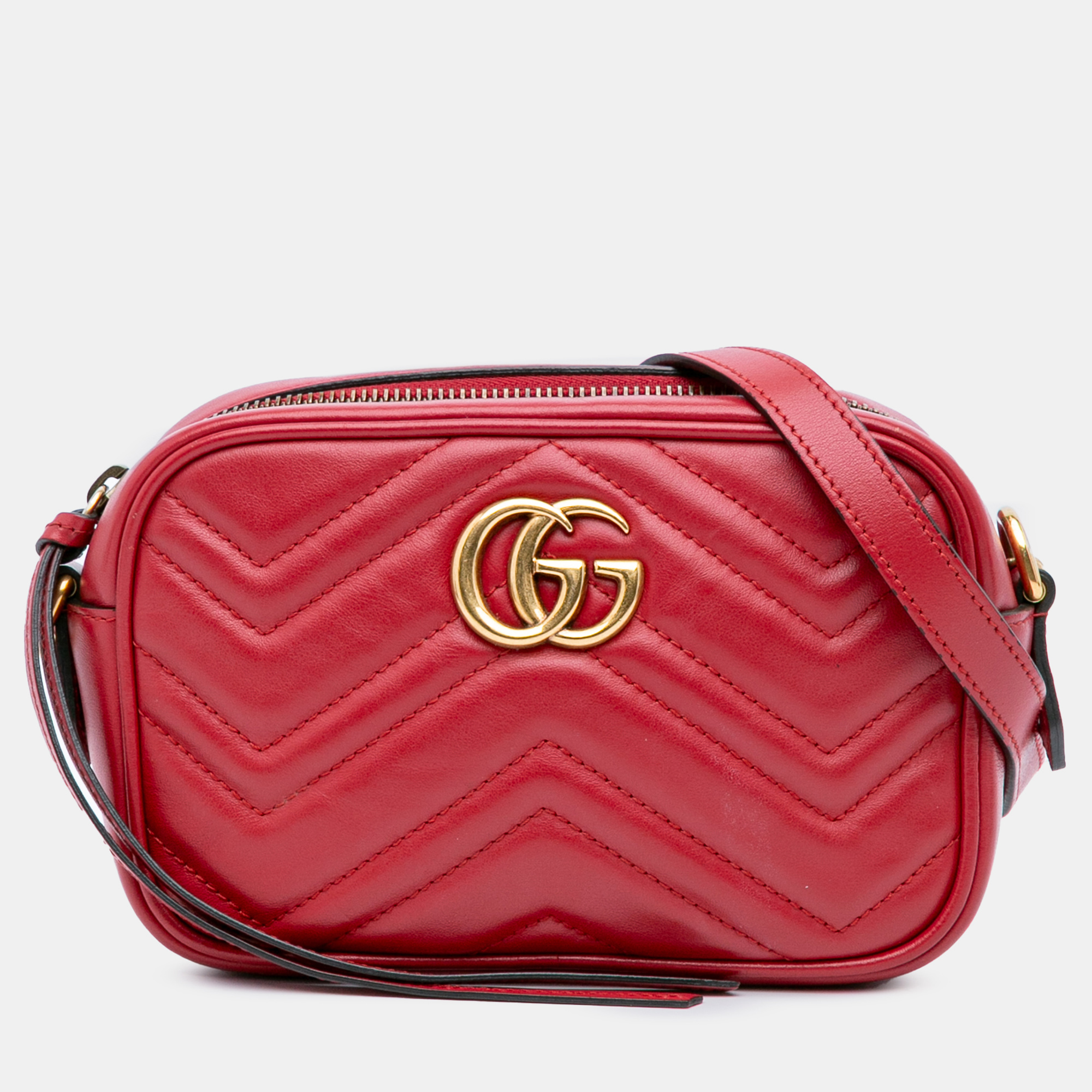 

Gucci Red Mini GG Marmont Matelasse Leather Crossbody