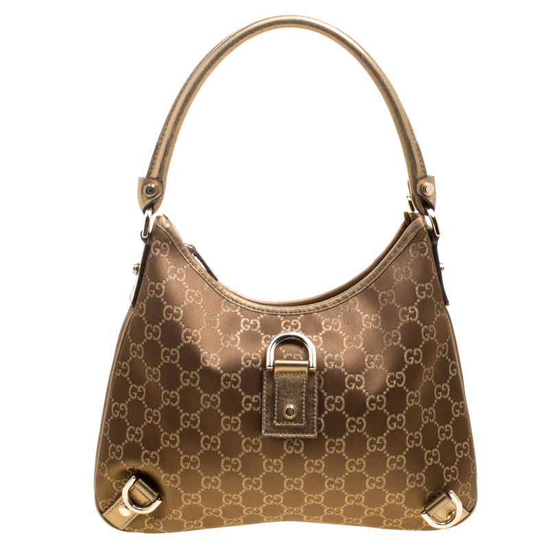مملوكة مسبقًا حقيبة غوتشي آبي دي رينغ قماش GG بيج/ذهبي متوسطة 