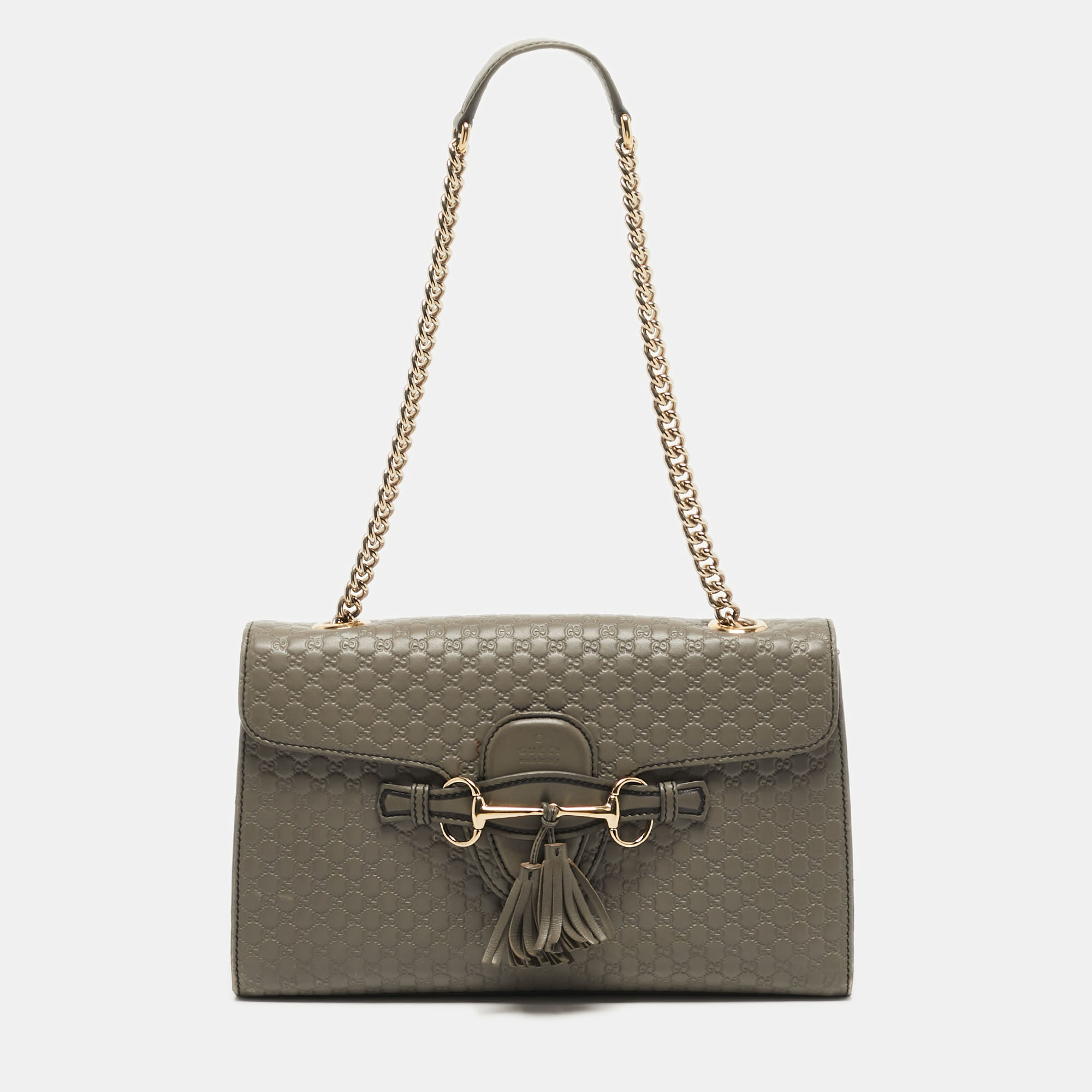 

Gucci Grey Microguccissima Leather  Emily Chain Shoulder Bag