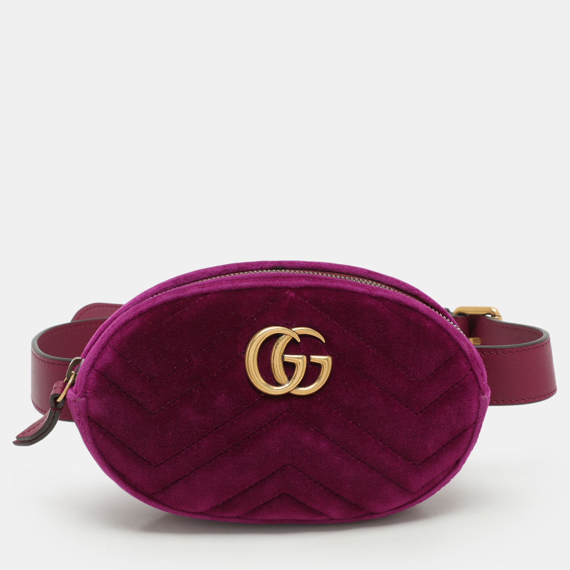 Gucci Purple Matelass&eacute; Velvet Mini GG Marmont Belt Bag