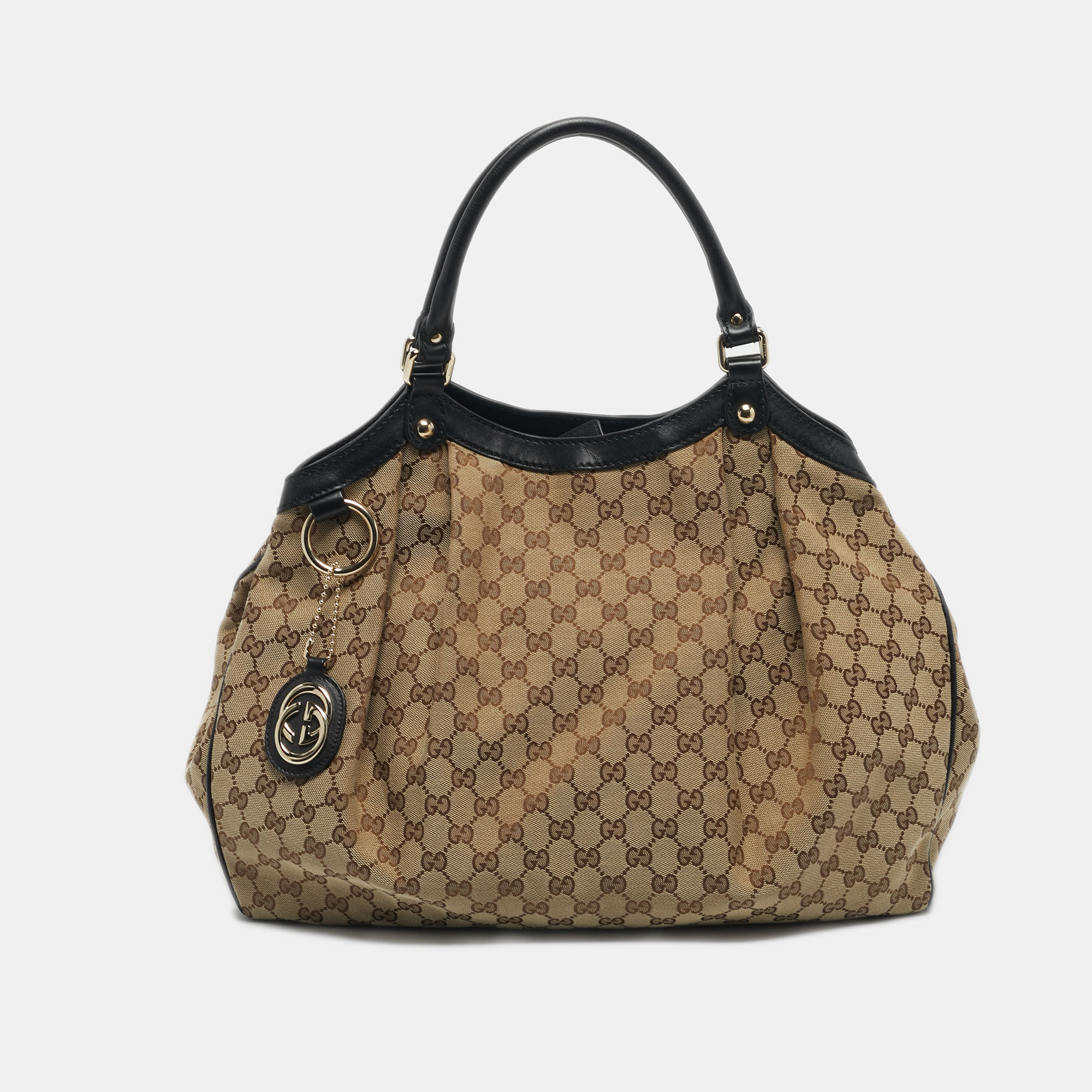 

Gucci Black/Beige GG Canvas and Leather  Sukey Tote