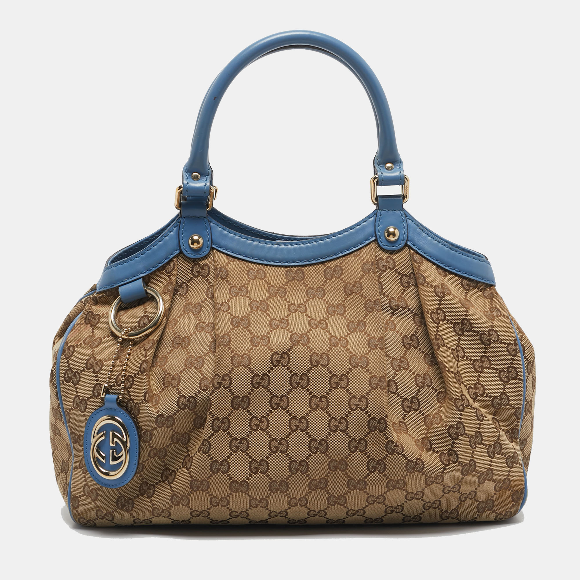 

Gucci Blue/Beige GG Canvas and Leather  Sukey Tote