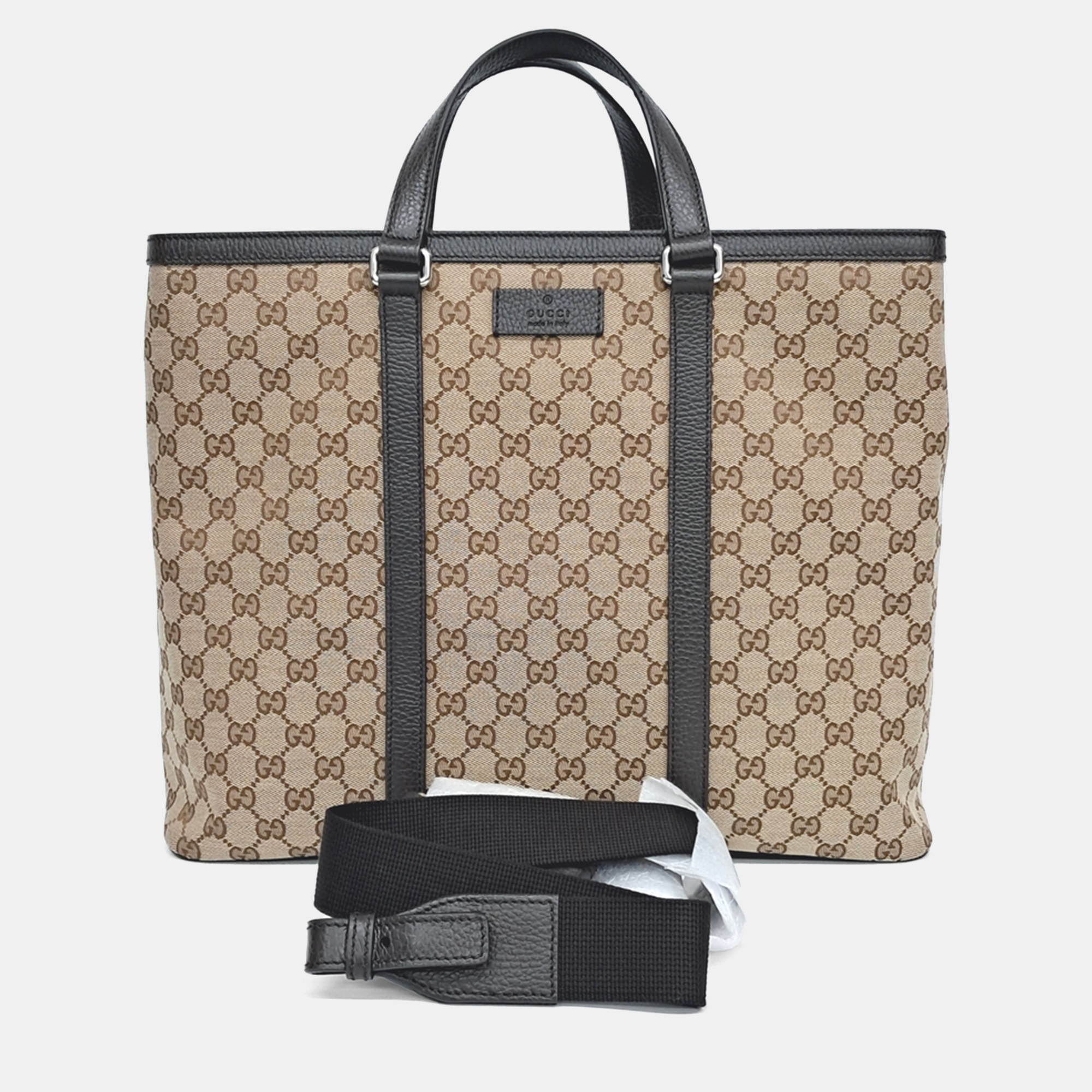 

Gucci Beige Black Fabric Jacquard Tote and Shoulder Bag