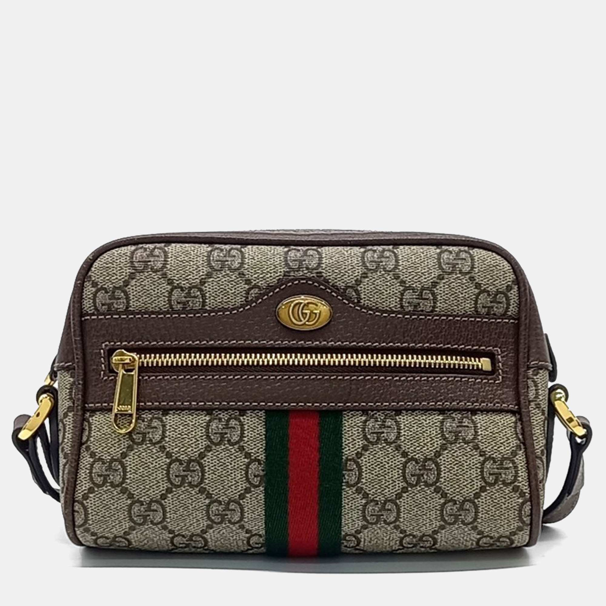 

Gucci Beige Brown PVC Ophidia Supreme Mini Crossbody Bag