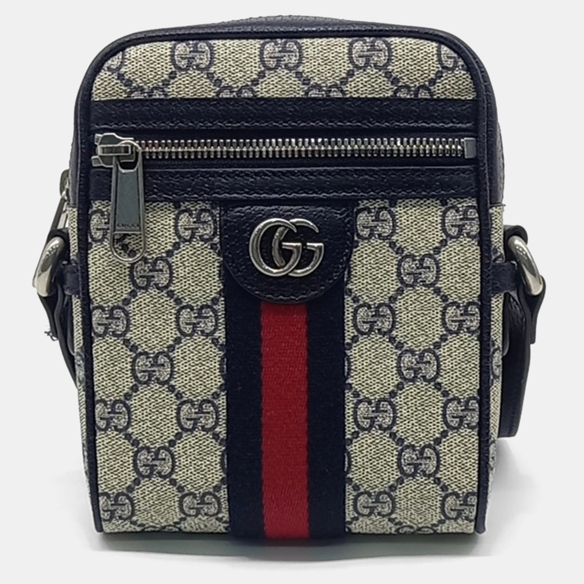 

Gucci Beige/Navy Blue Coated Canvas Ophidia GG Crossbody Bag