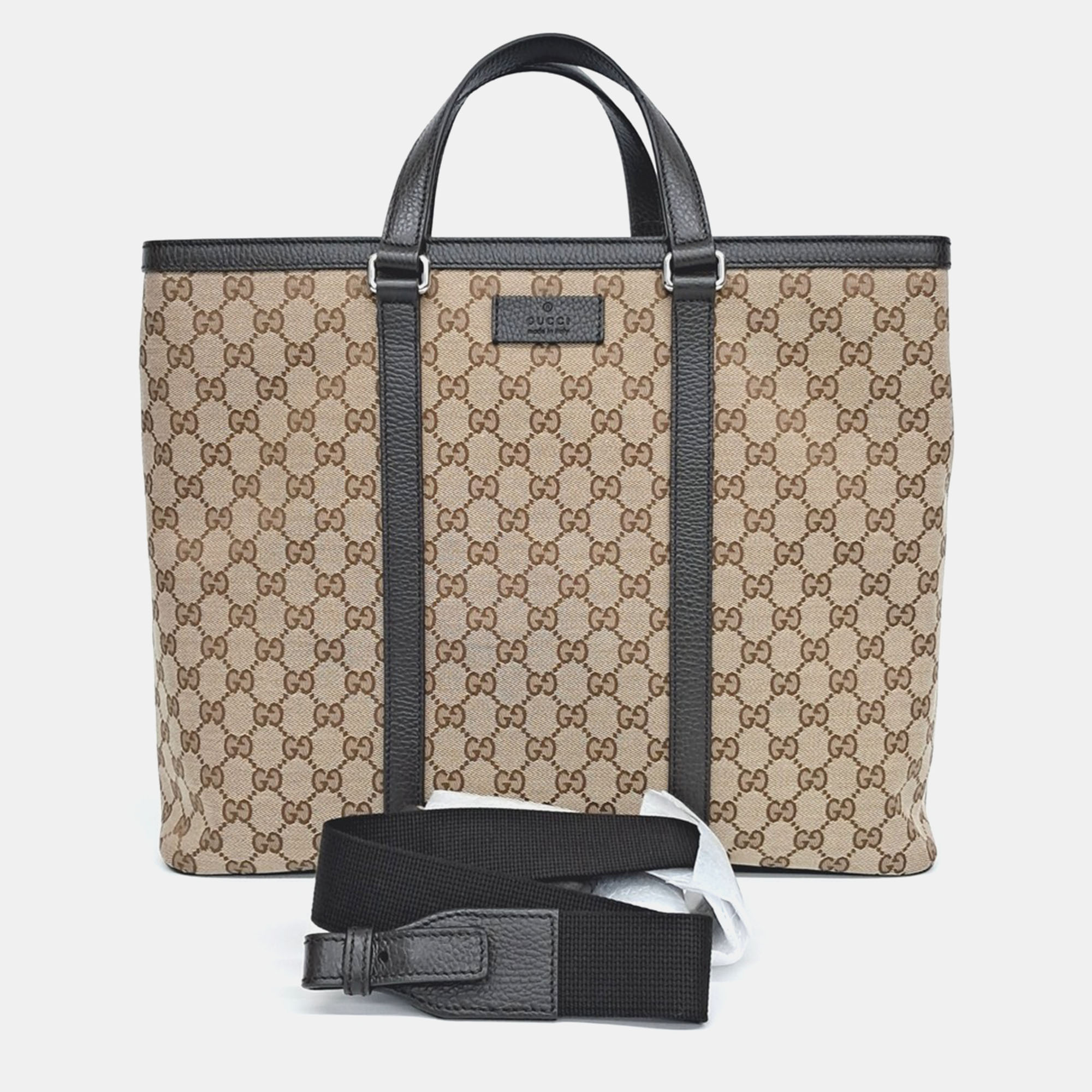 

Gucci Beige Brown Canvas Tote and Shoulder Bag