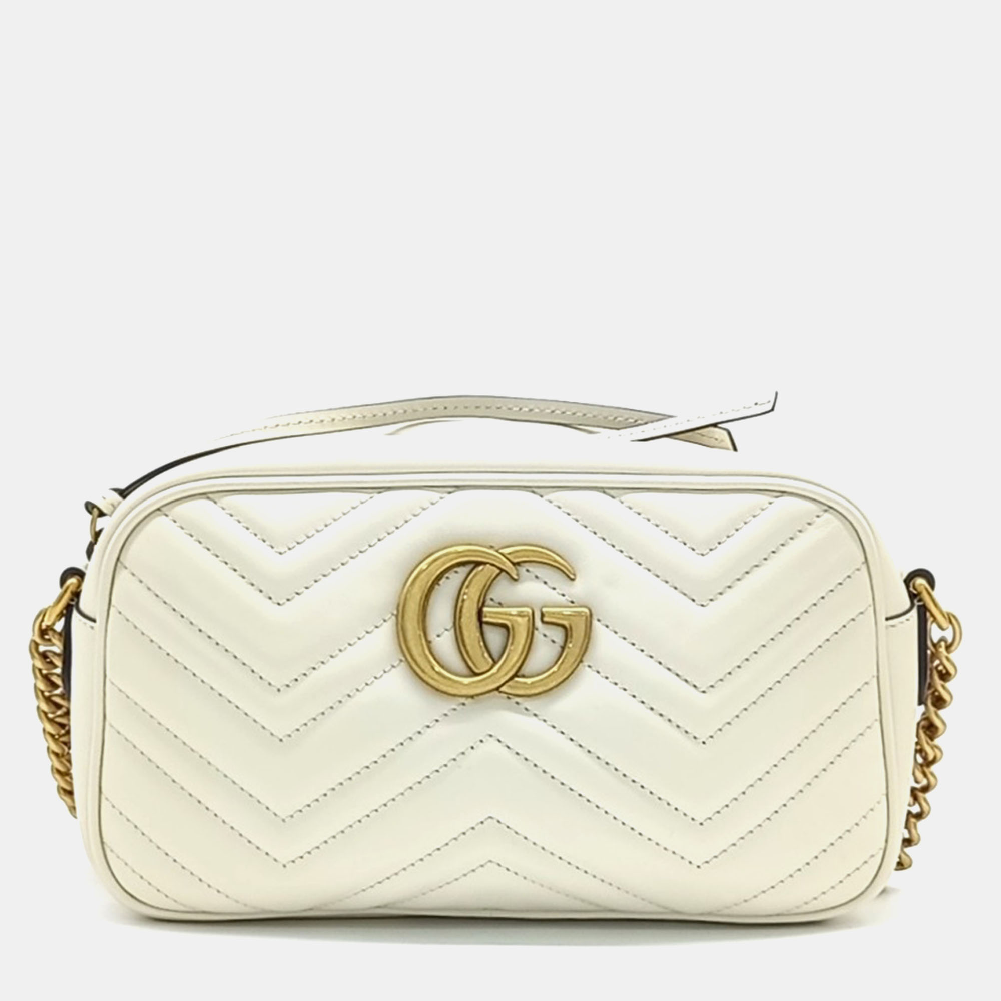 

Gucci White Leather Marmont Crossbody Bag