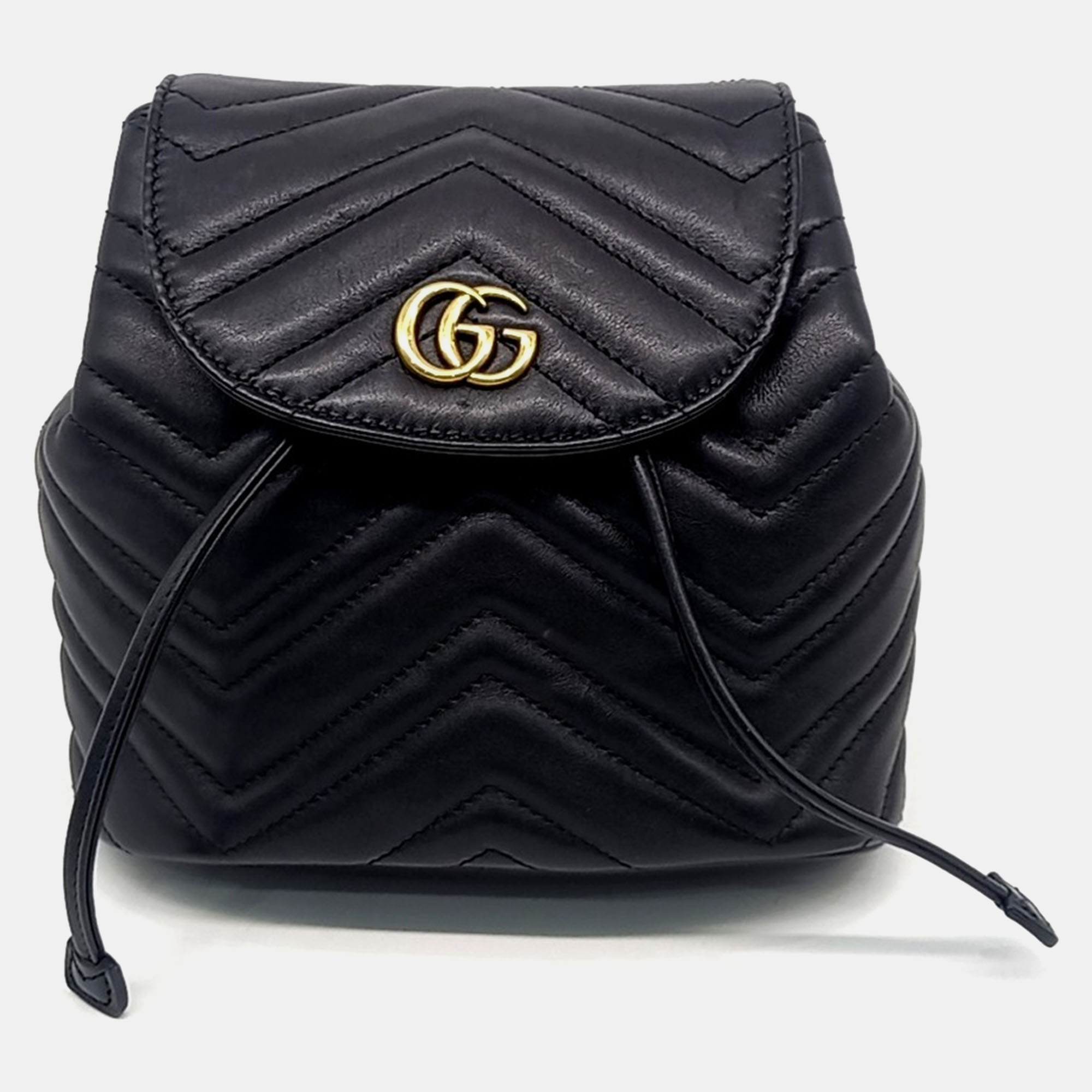 

Gucci Black Leather GG Marmont Backpack
