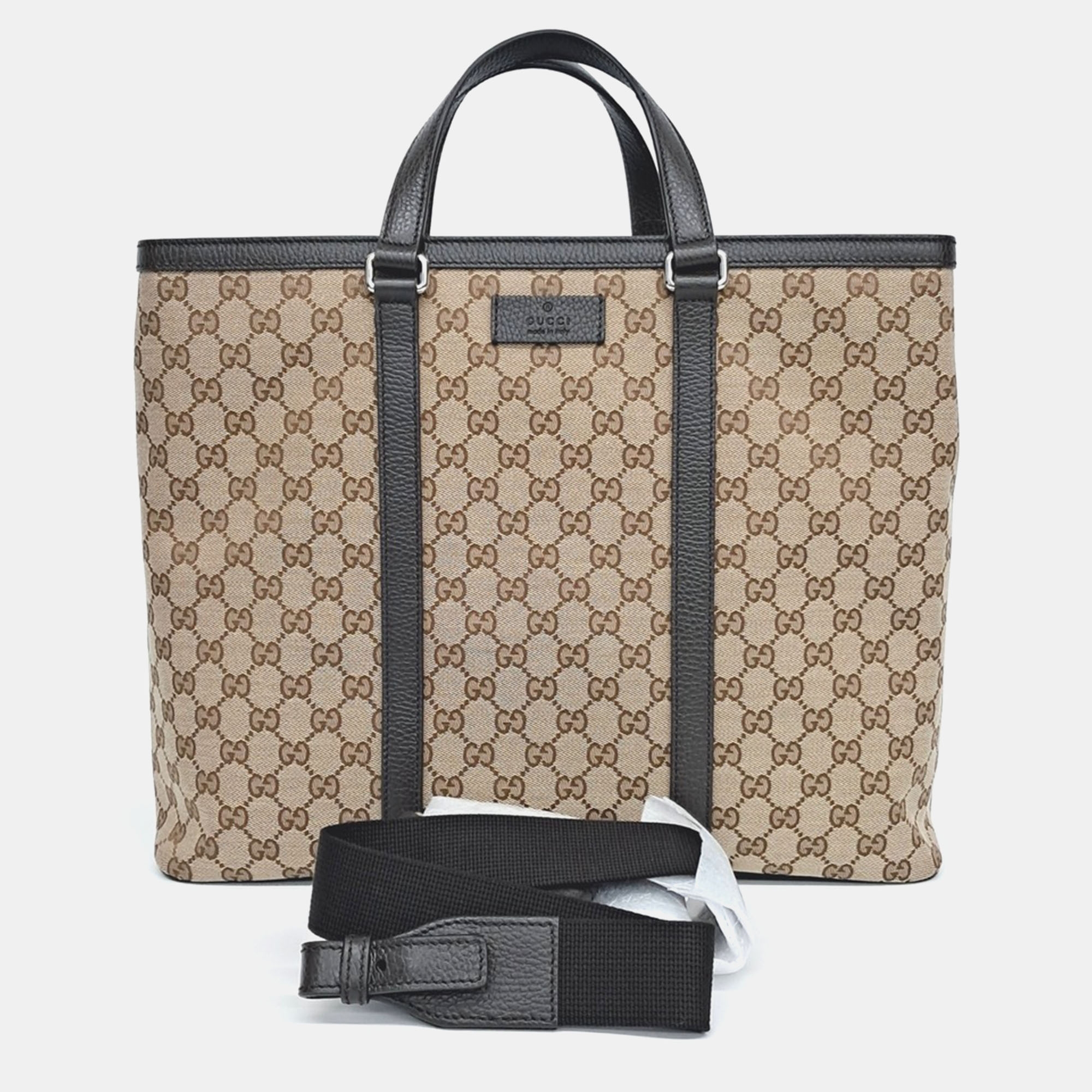 Pre-owned Gucci Beige Jacquard Jacquard Tote And Shoulder Bag