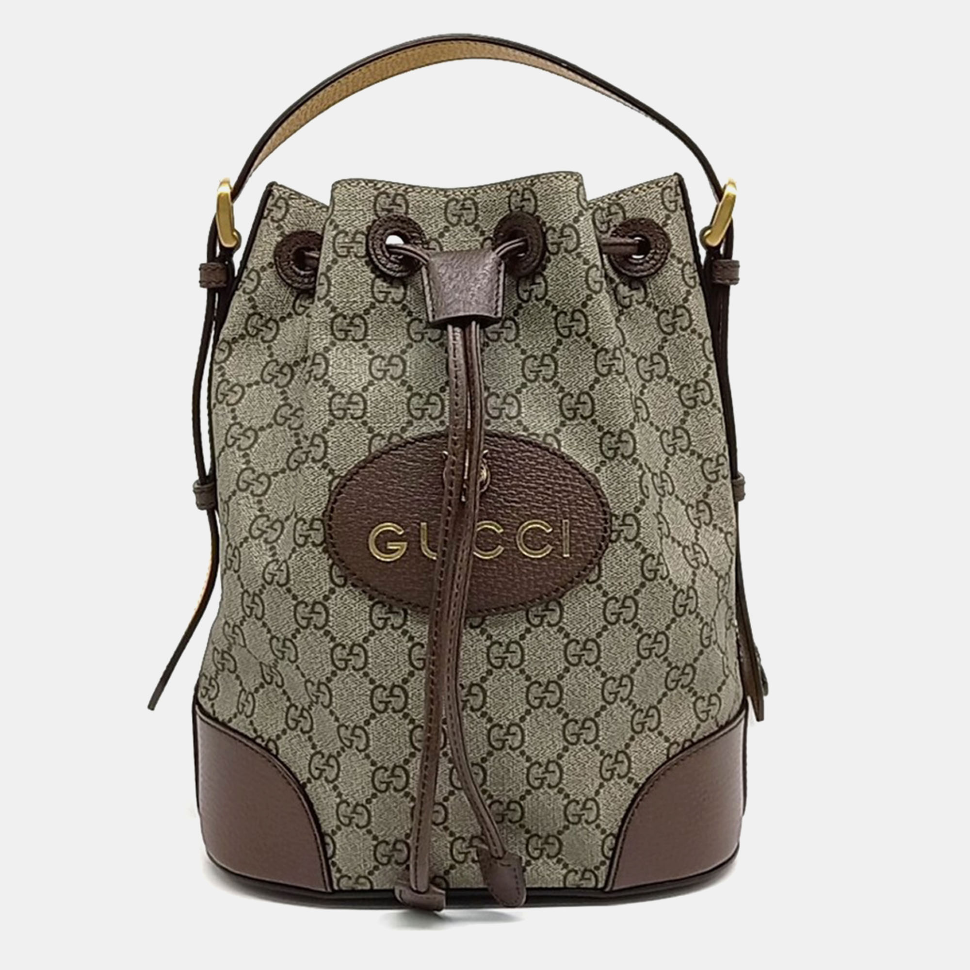 

Gucci Beige Brown Leather and PVC GG Supreme Shoulder Bag