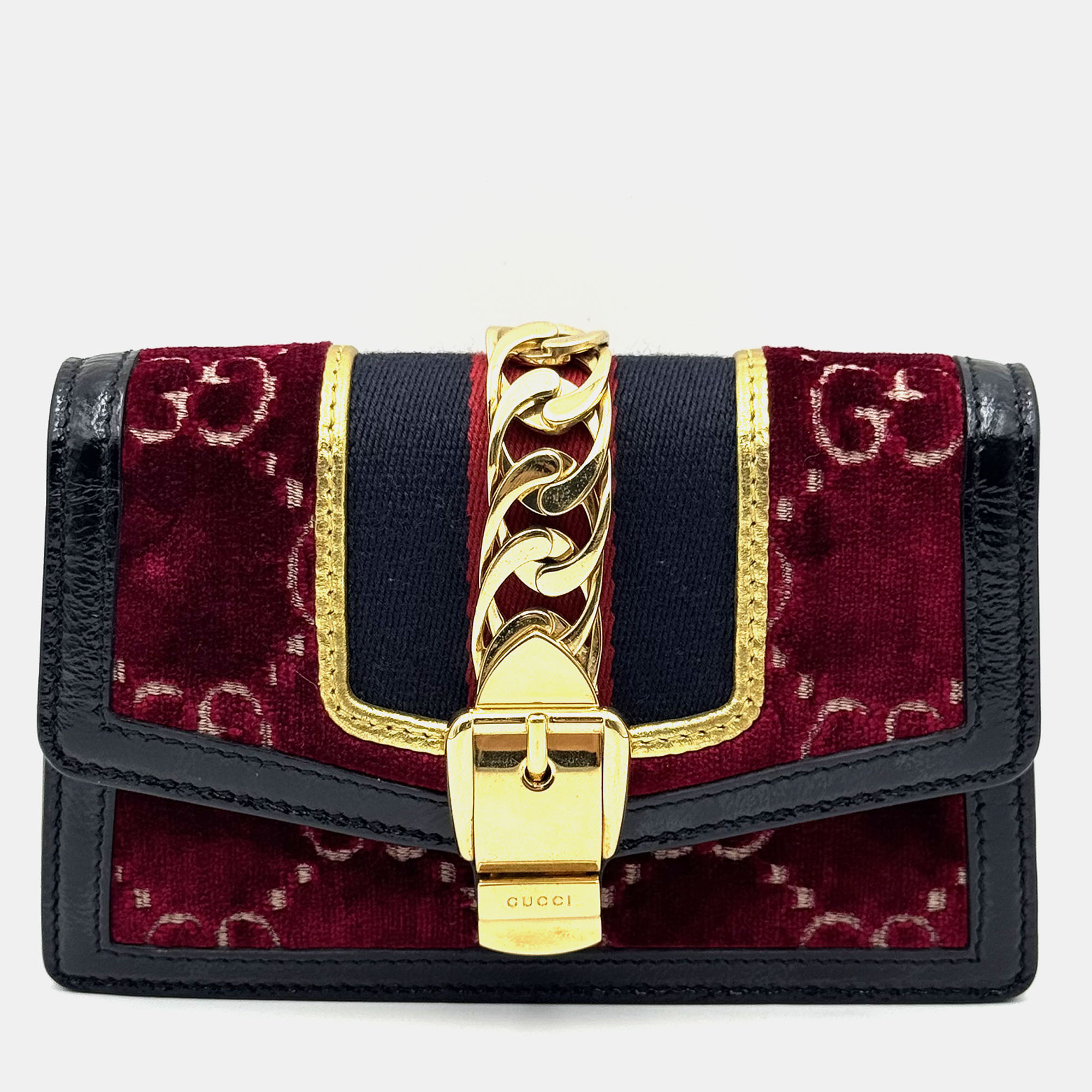 

Gucci Sylvie Red GG Velvet Super Mini Shoulder Bag