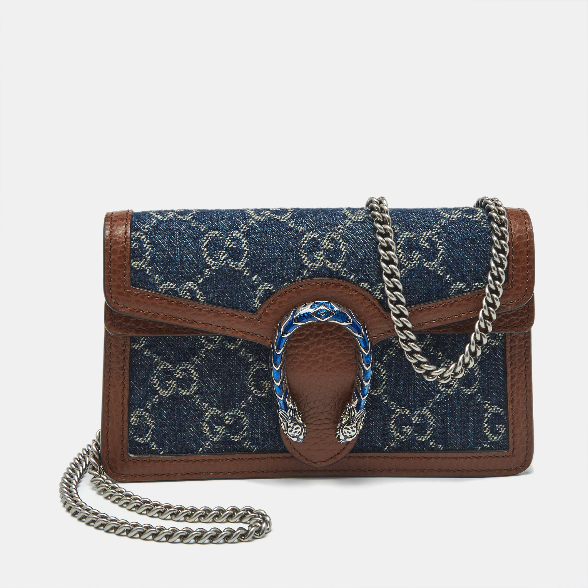 

Gucci Blue/Brown GG Denim and Leather Super Mini Dionysus Shoulder Bag