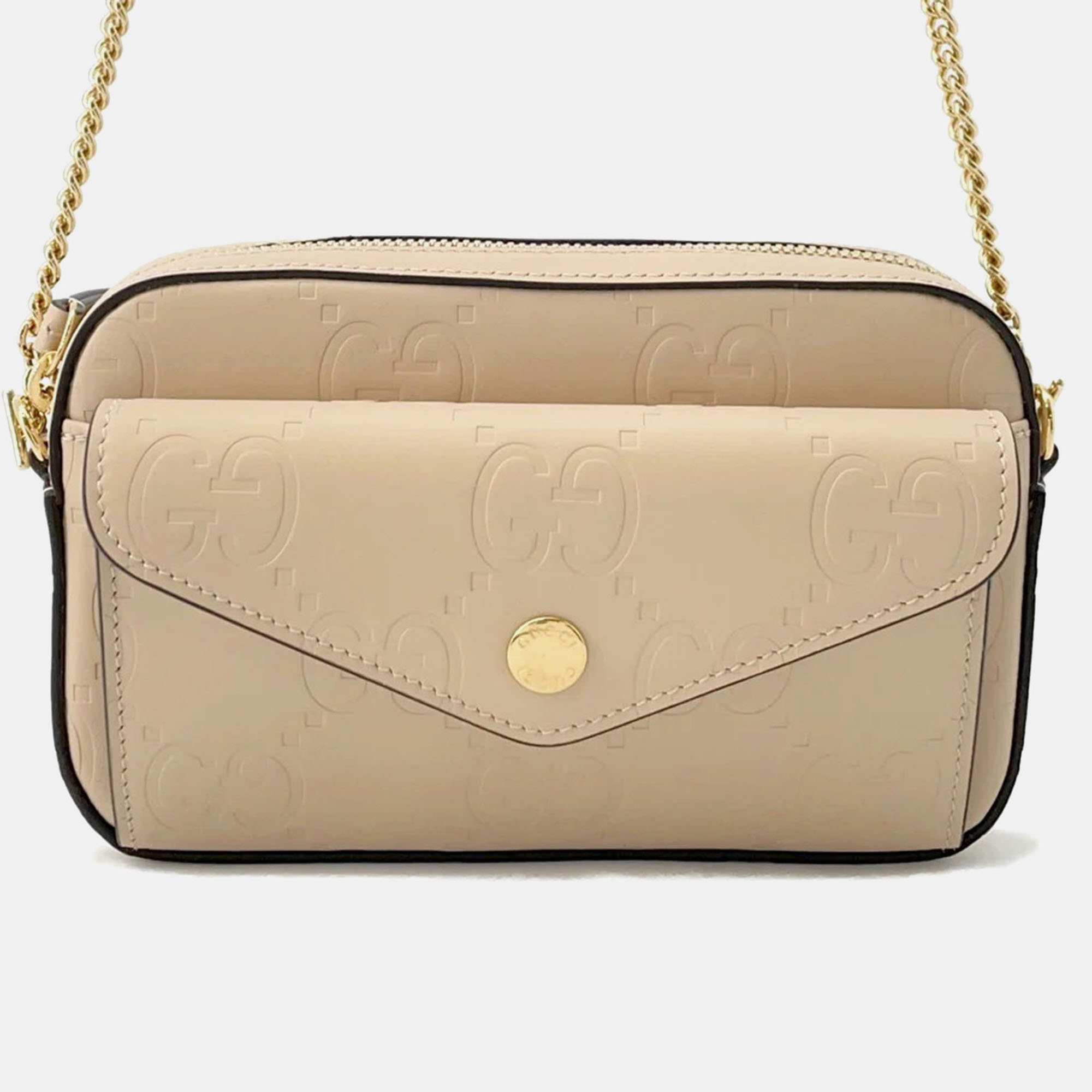 

Gucci GG Super Mini Beige Leather Chain Shoulder Bag