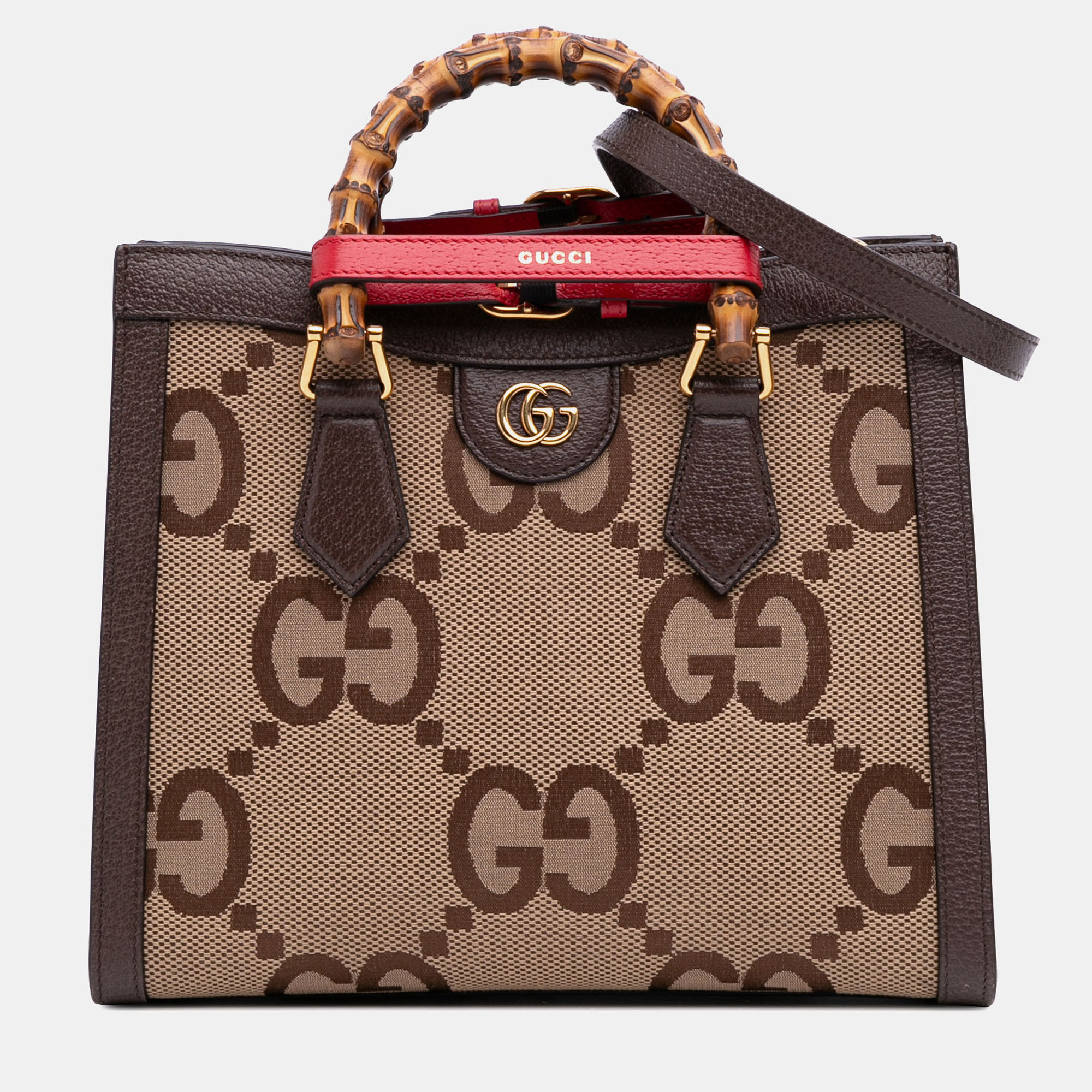 

Gucci Brown Small Jumbo GG Canvas Bamboo Diana Satchel