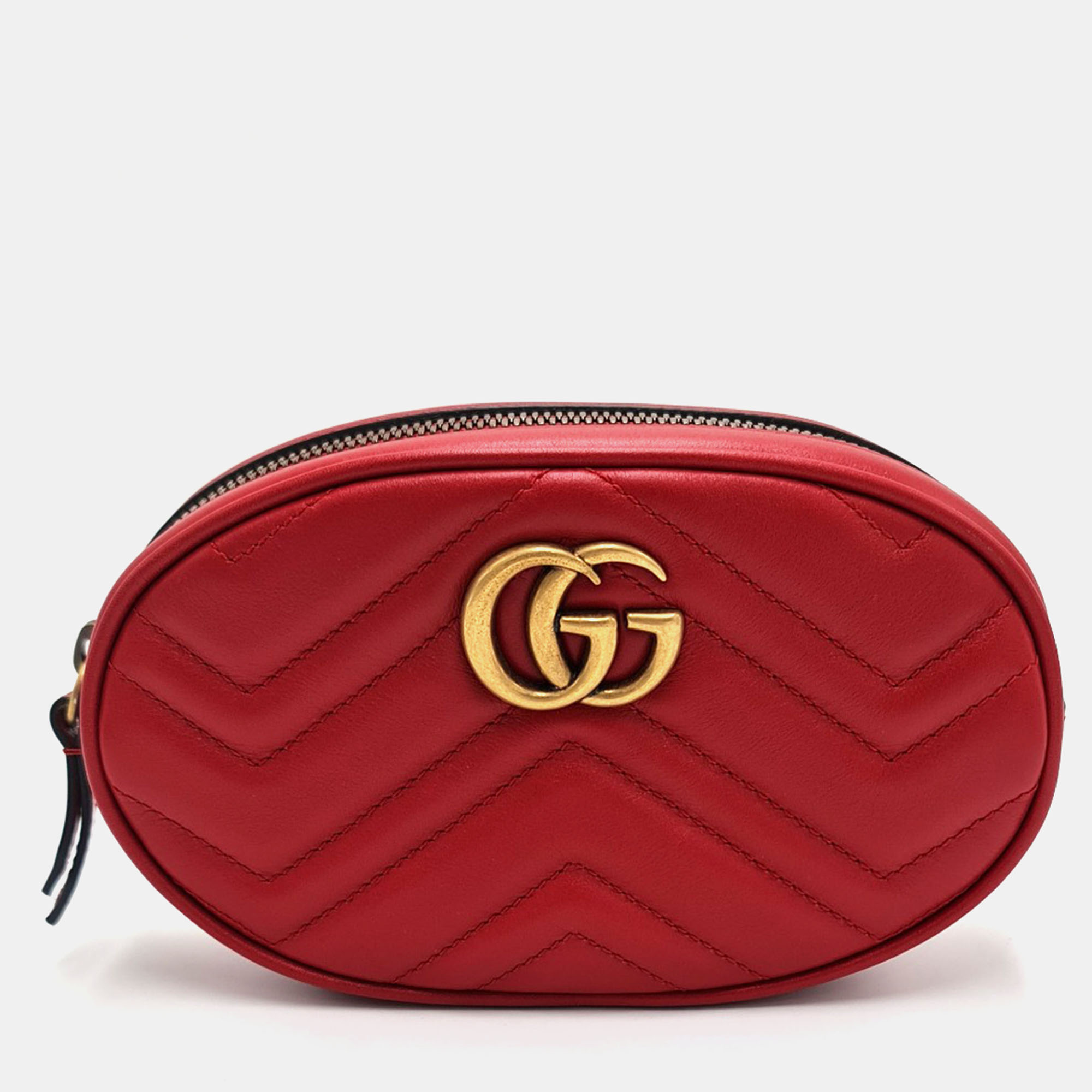 

Gucci GG Marmont Matelasse Leather pouch bag, Red