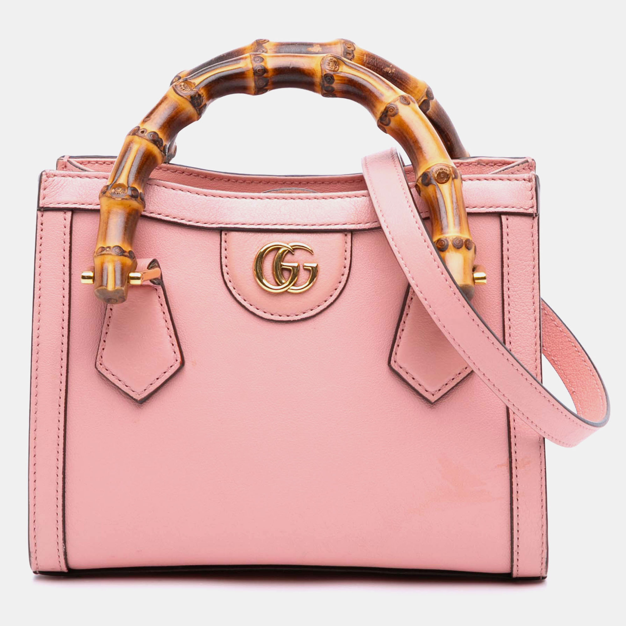 

Gucci Pink Mini Calfskin Bamboo Diana Satchel