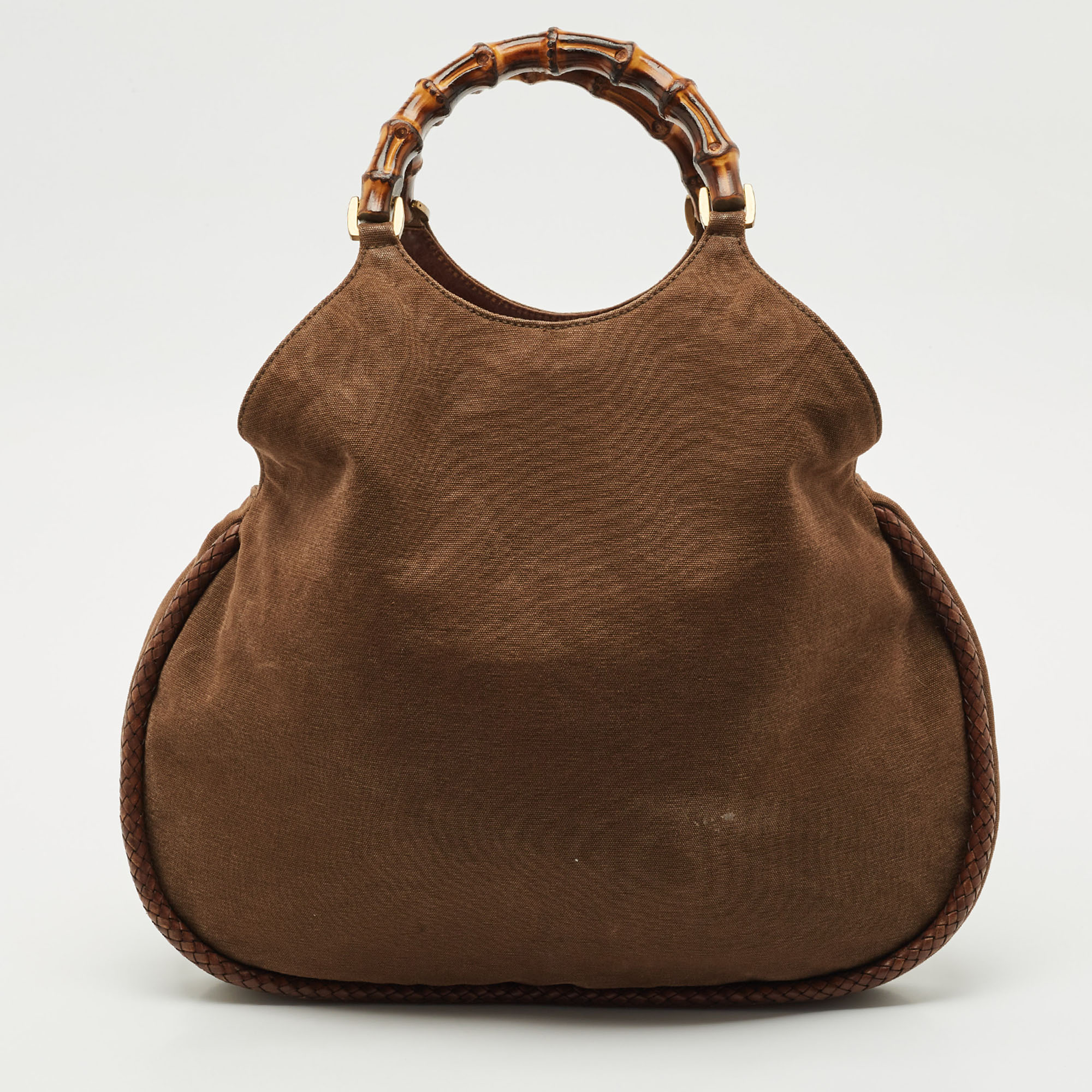 

Gucci Brown Canvas Bamboo Handle Hobo