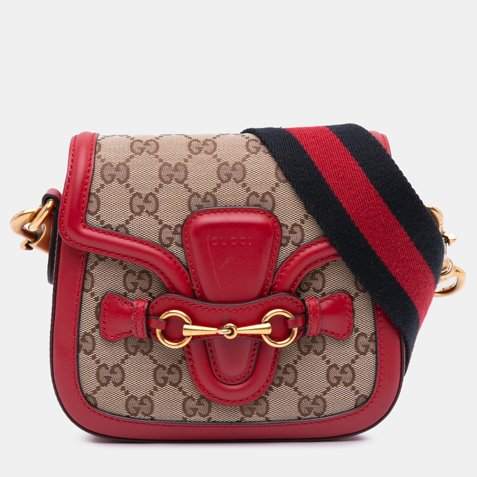 

Gucci Beige/Red Small GG Canvas Lady Web Crossbody