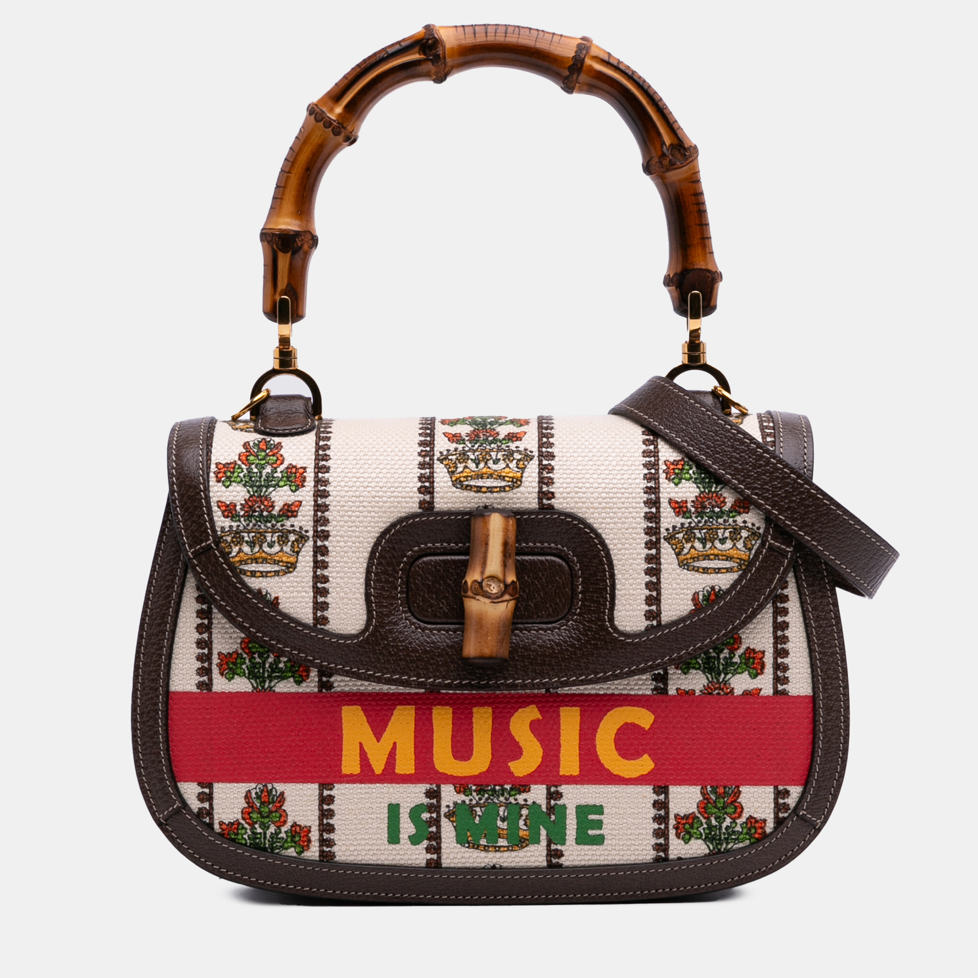 

Gucci Brown 100th Anniversary Medium Canvas 1947 Bamboo Top Handle Bag