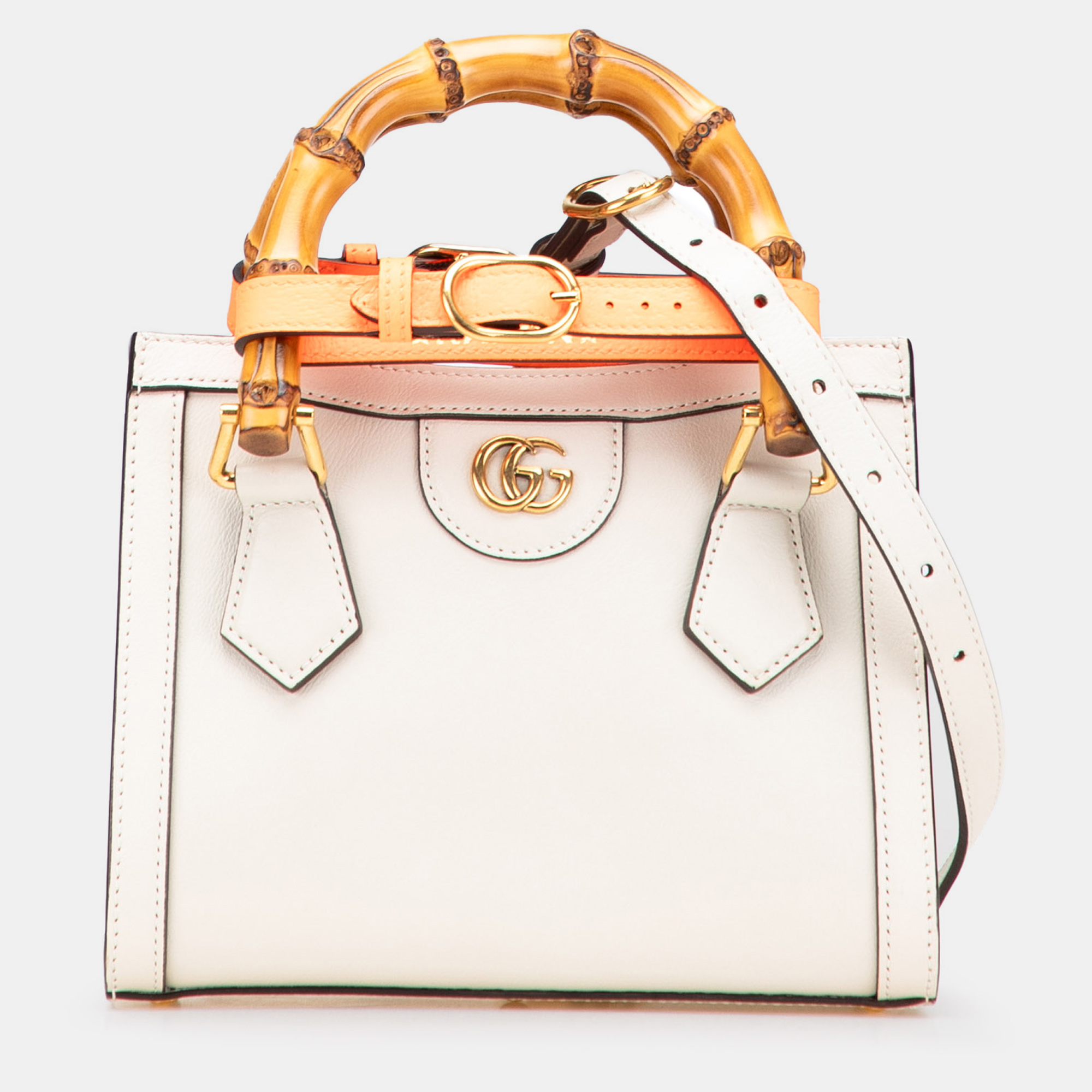 

Gucci White Mini Calfskin Bamboo Diana Satchel