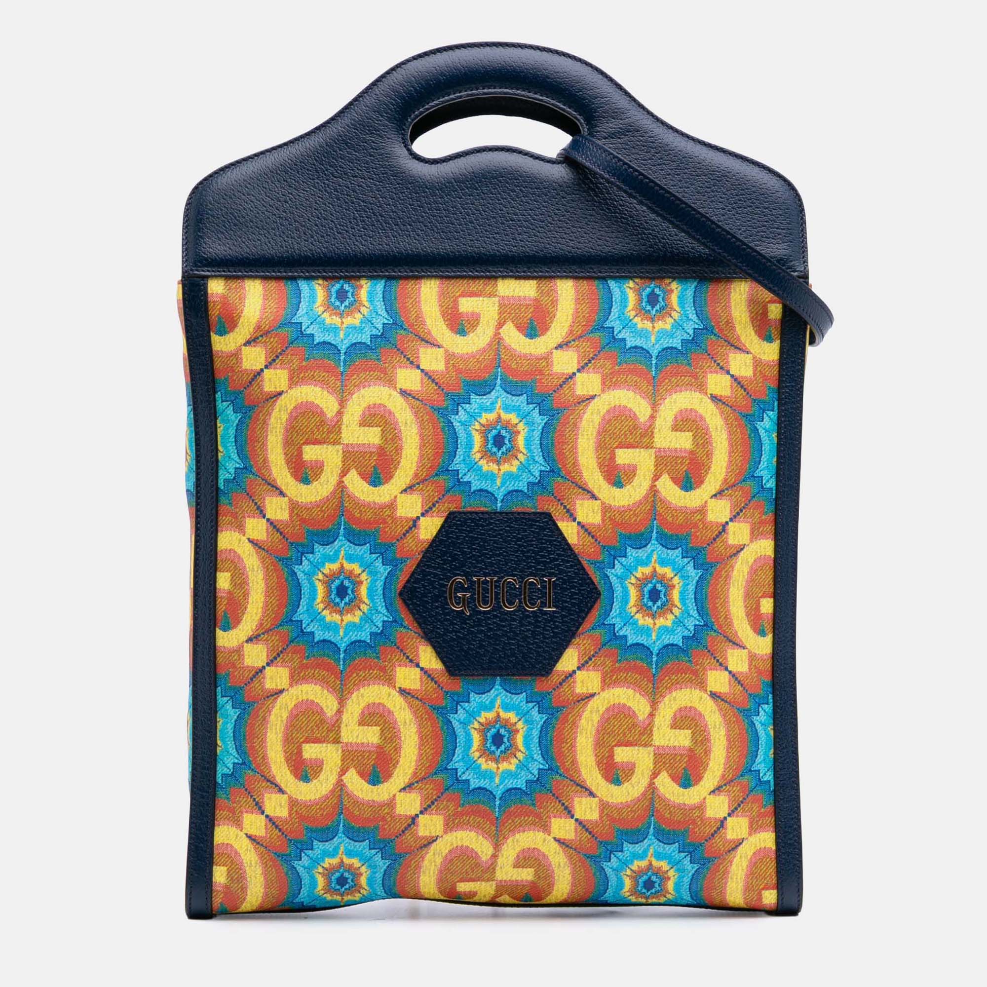 Pre-owned Gucci Blue Gg Supreme Kaleidoscope Tote
