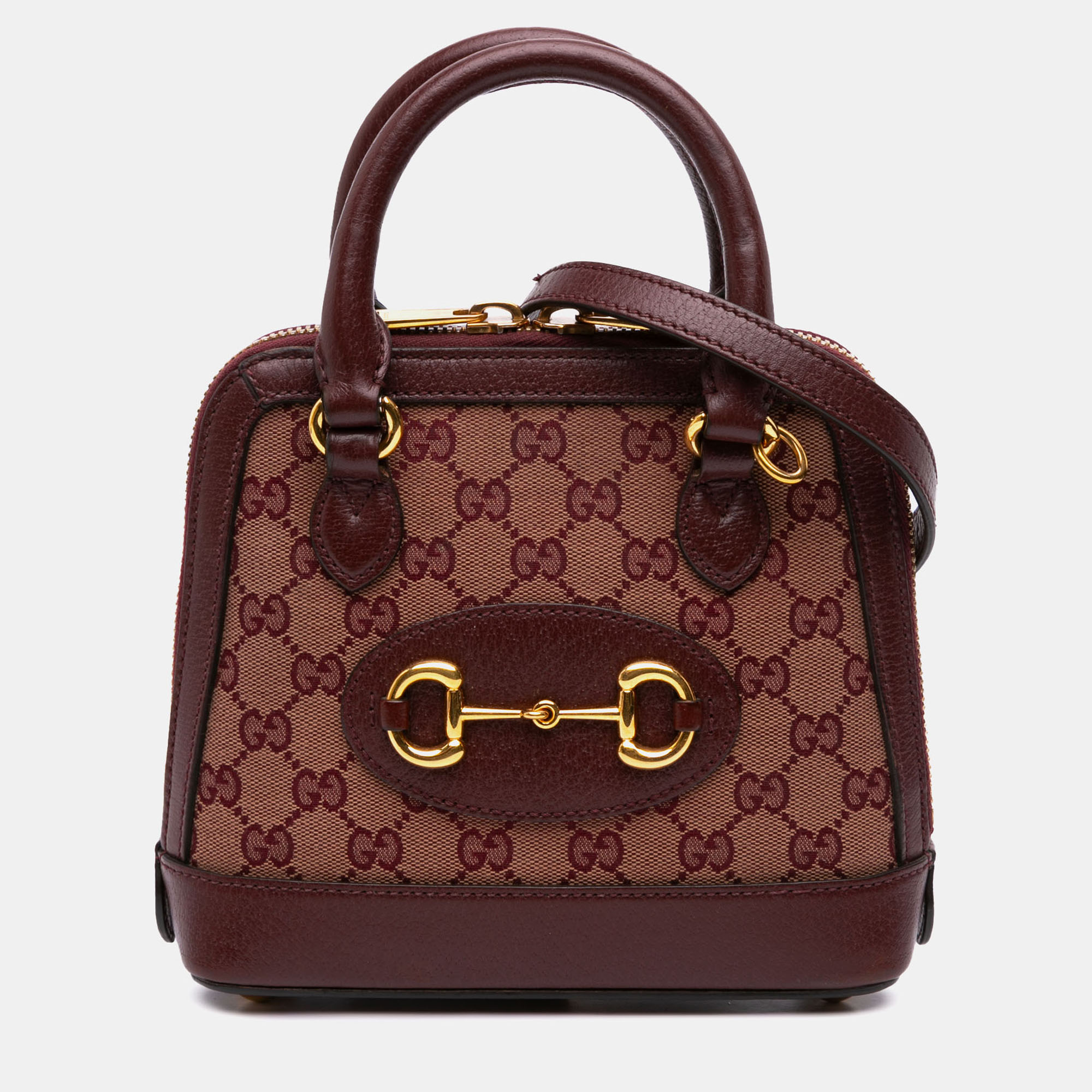 

Gucci Brown Mini GG Supreme Horsebit 1955 Top Handle Bag