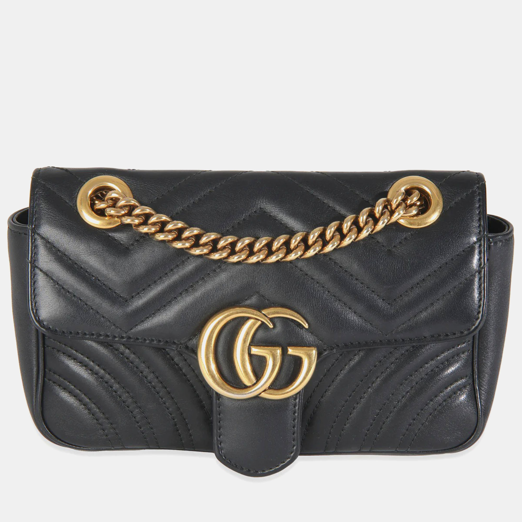 

Gucci Black Matelasse Calfskin Small GG Marmont Shoulder Bag