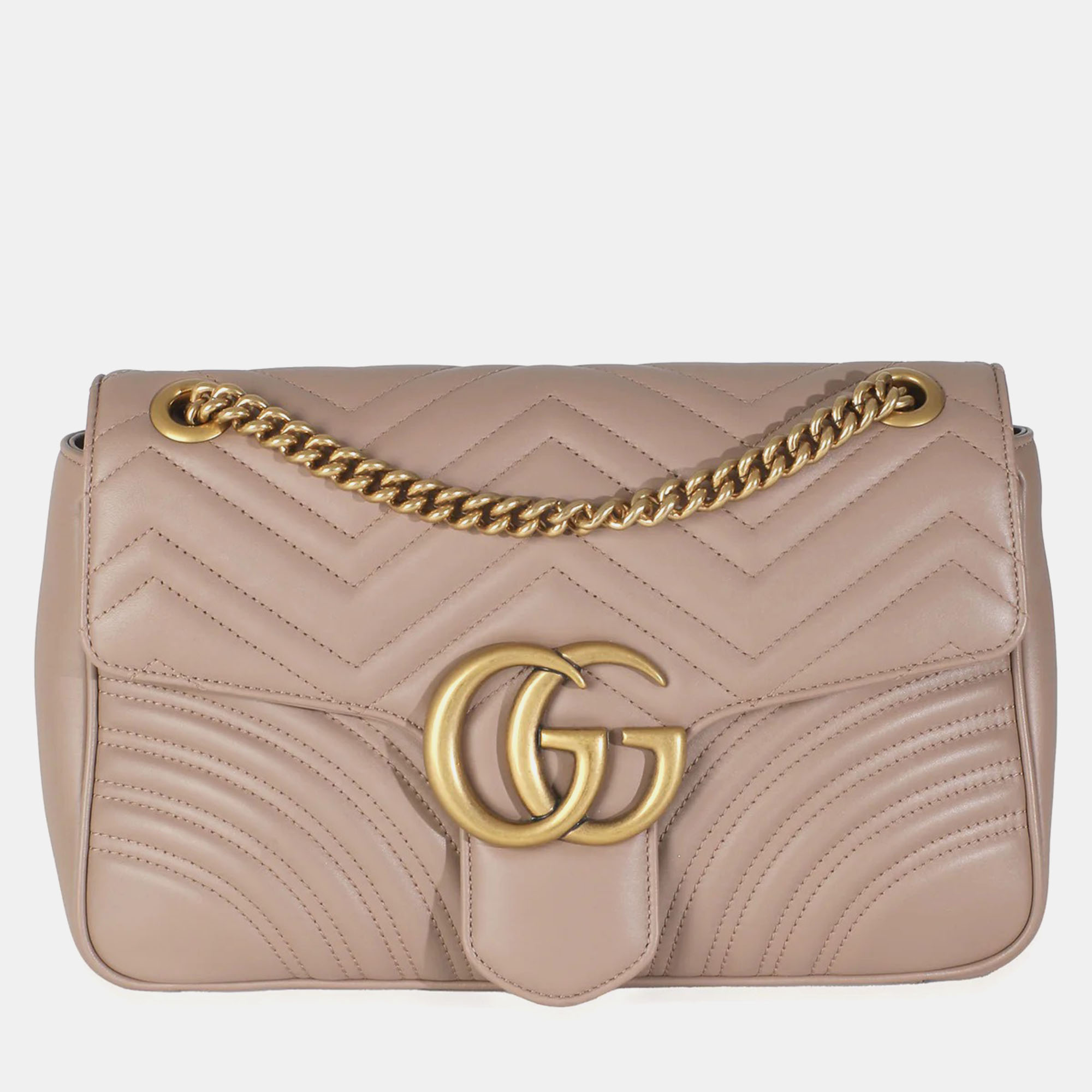 

Gucci Porcelain Rose Calfskin Matelasse Medium GG Marmont Shoulder Bag, Pink