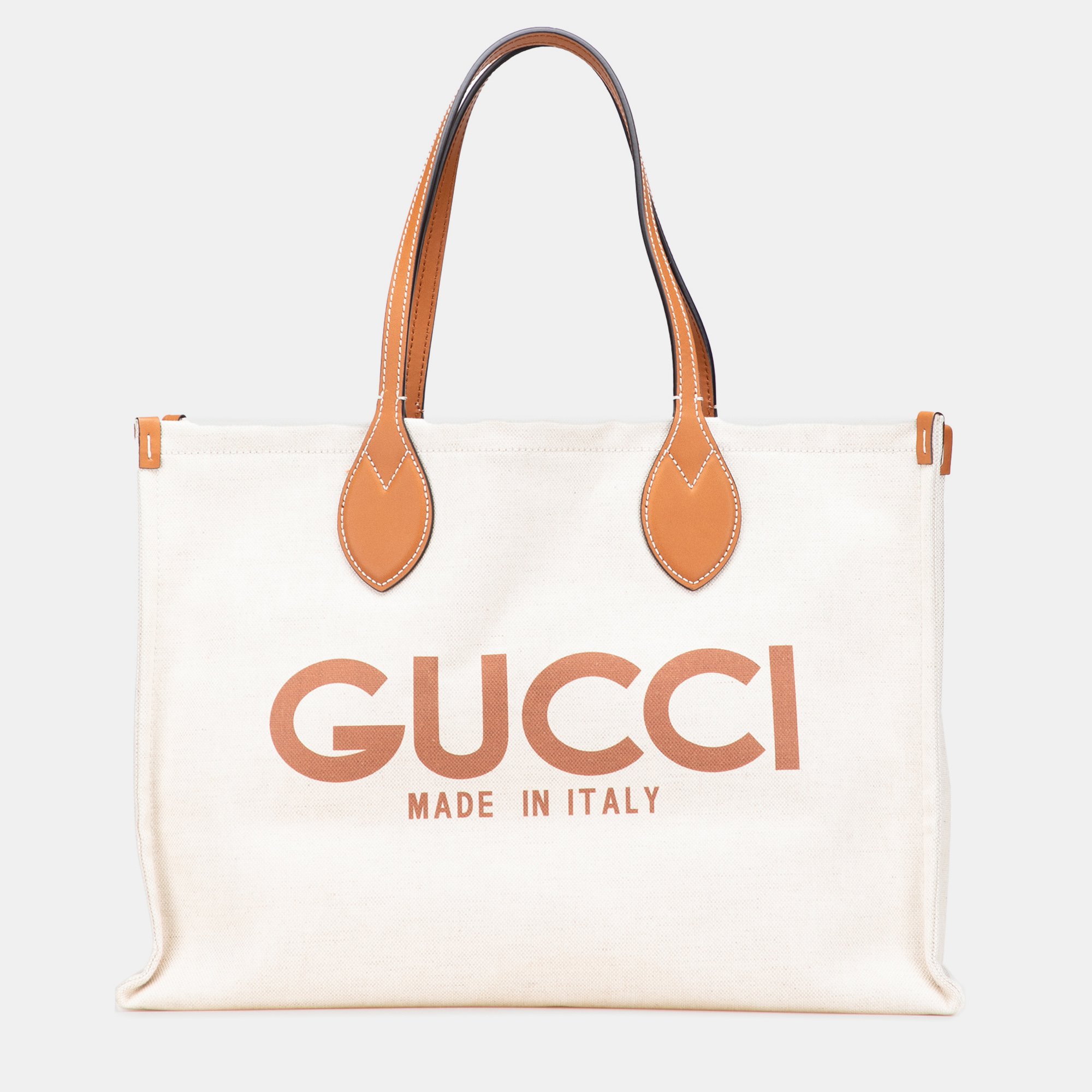 

Gucci Brown White Large Canvas Logo Tote