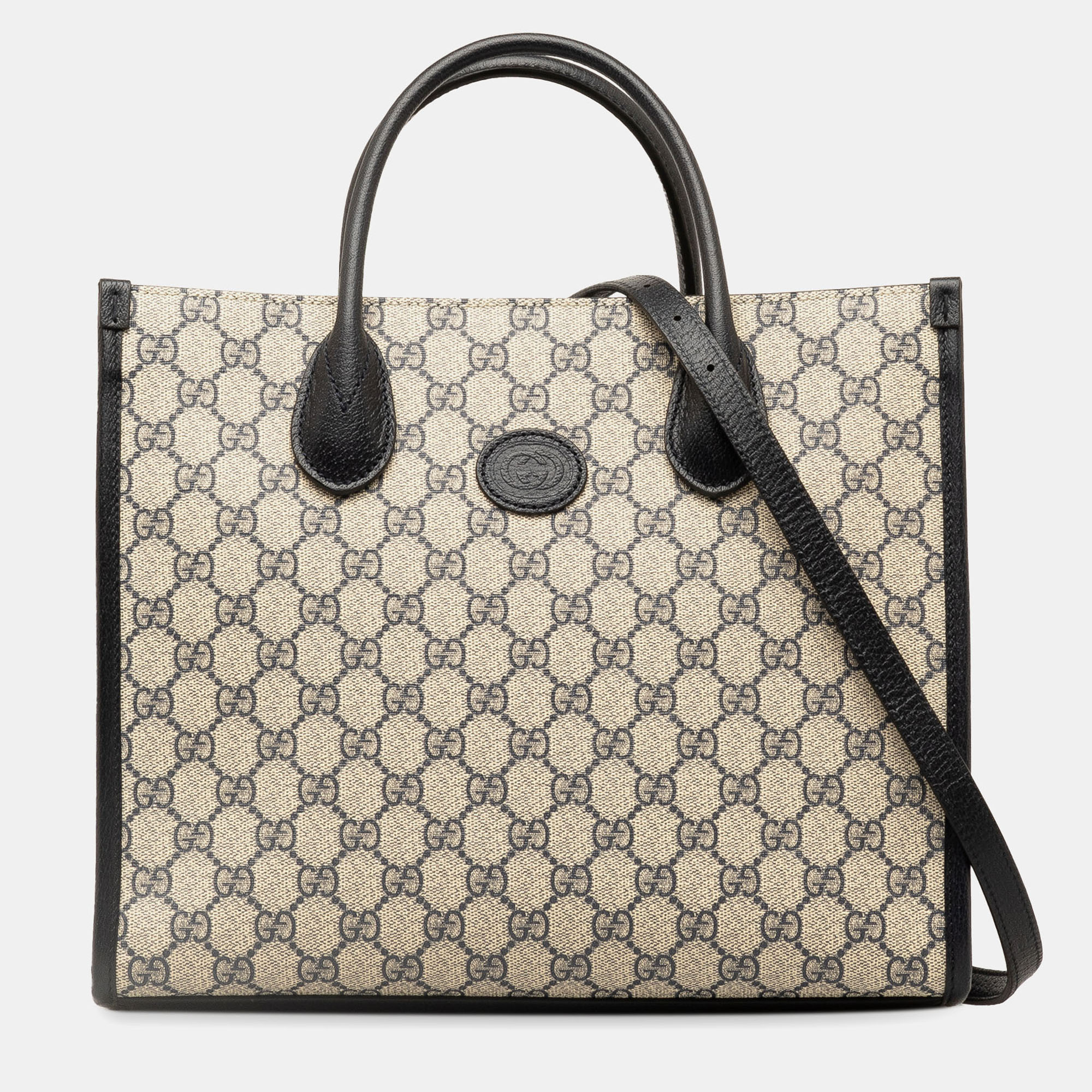 

Gucci Beige/Black Small GG Supreme Interlocking G Tote