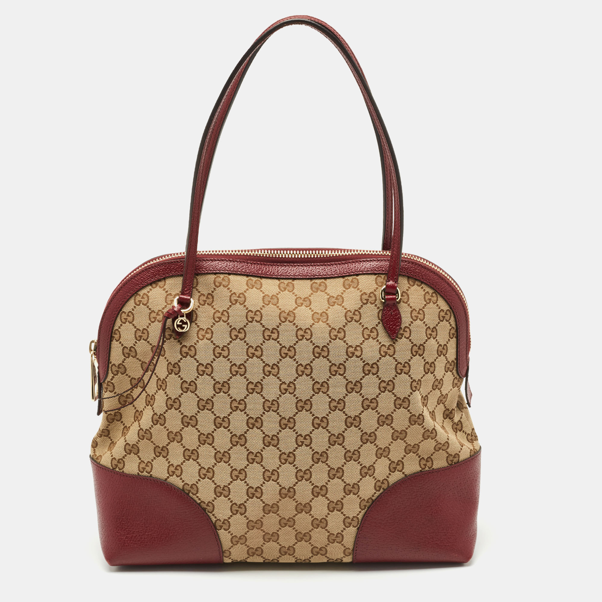

Gucci Beige/Burgundy GG Canvas and Leather Bree Satchel