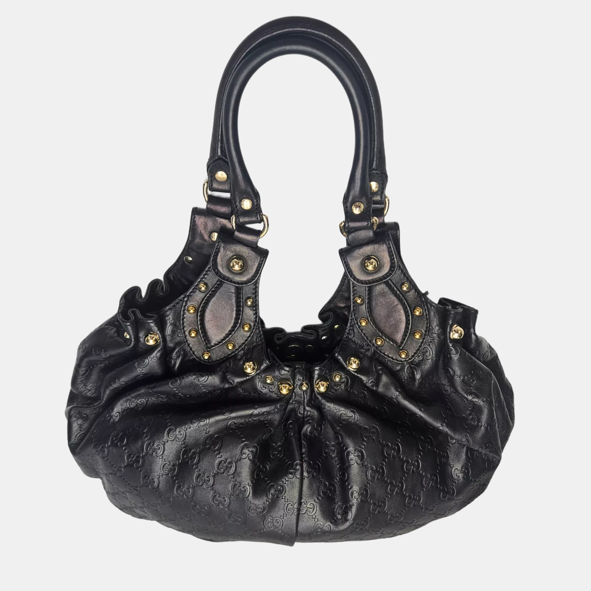 

Gucci Pelham Black Studded Leather Shoulder Bag