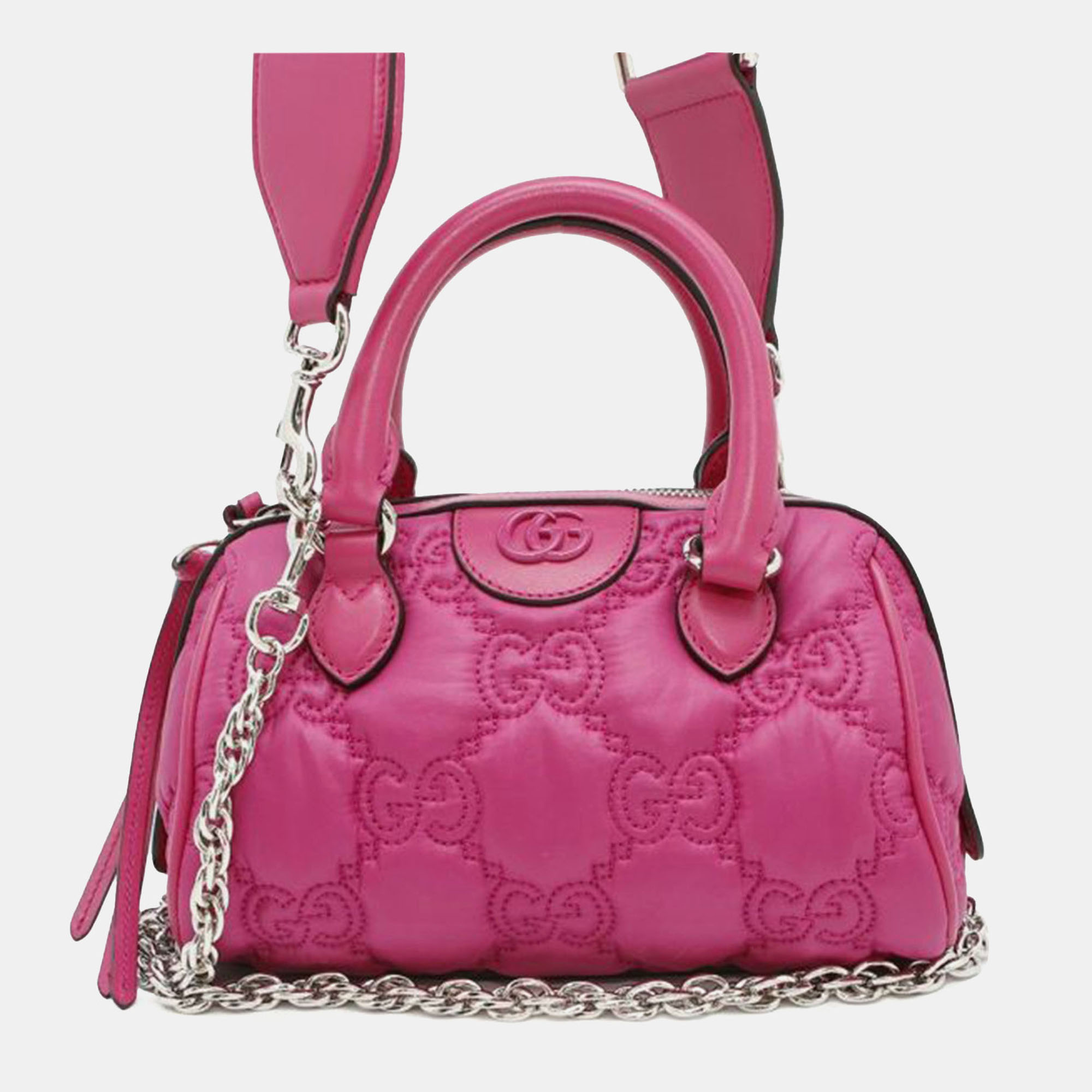 

Gucci Pink Mini GG Matelasse Nylon Marmont Satchel