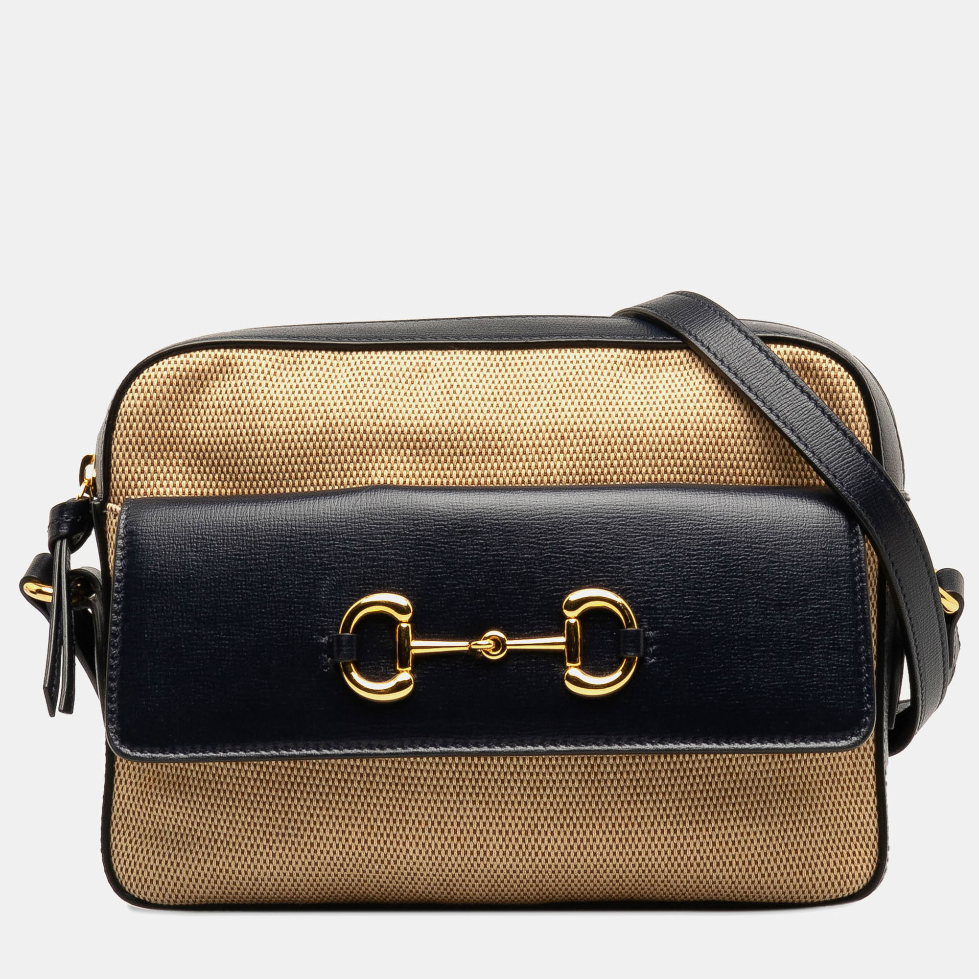 

Gucci Black Gold Horsebit 1955 Flap Pocket Camera Bag
