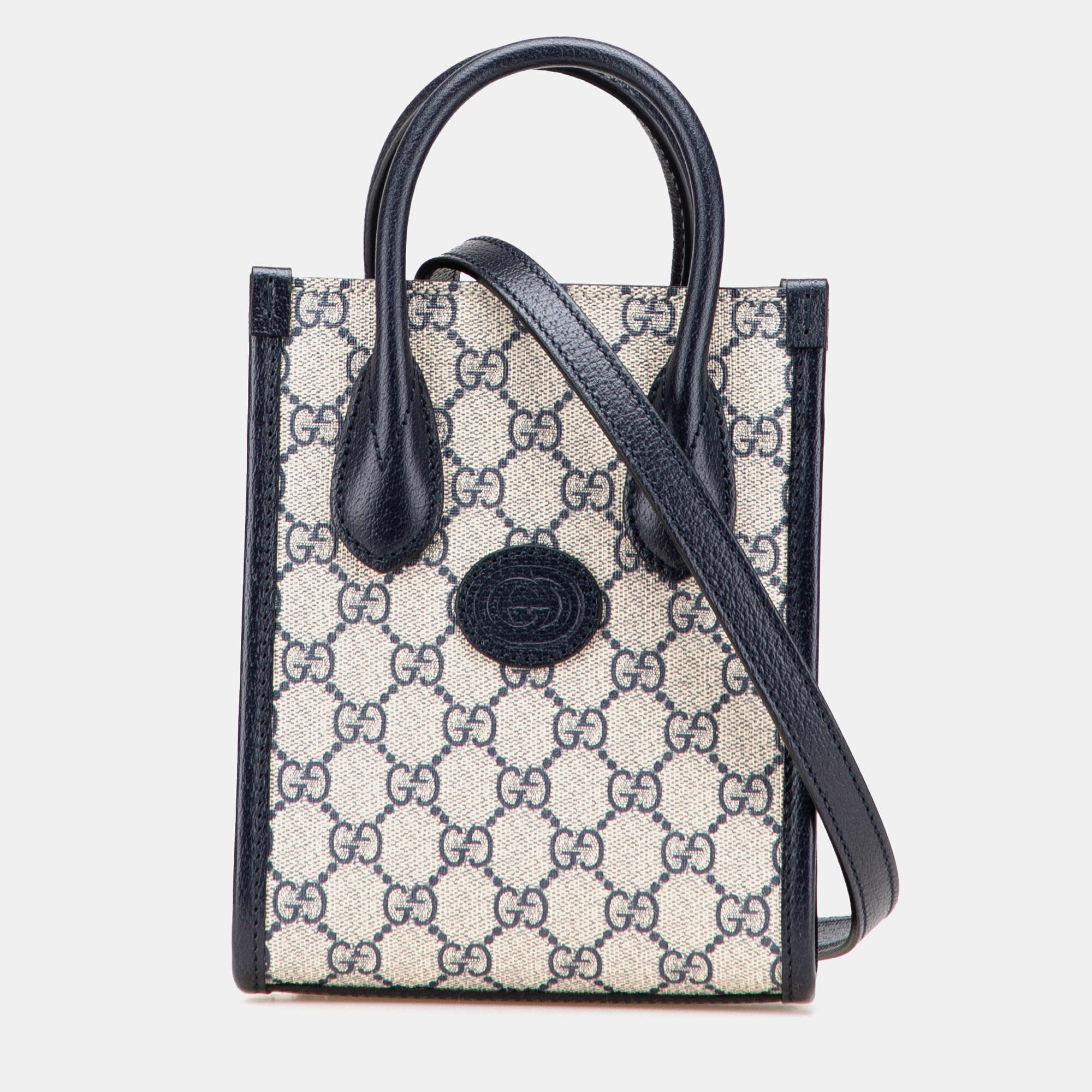 

Gucci Beige Brown Mini GG Supreme Interlocking G Satchel