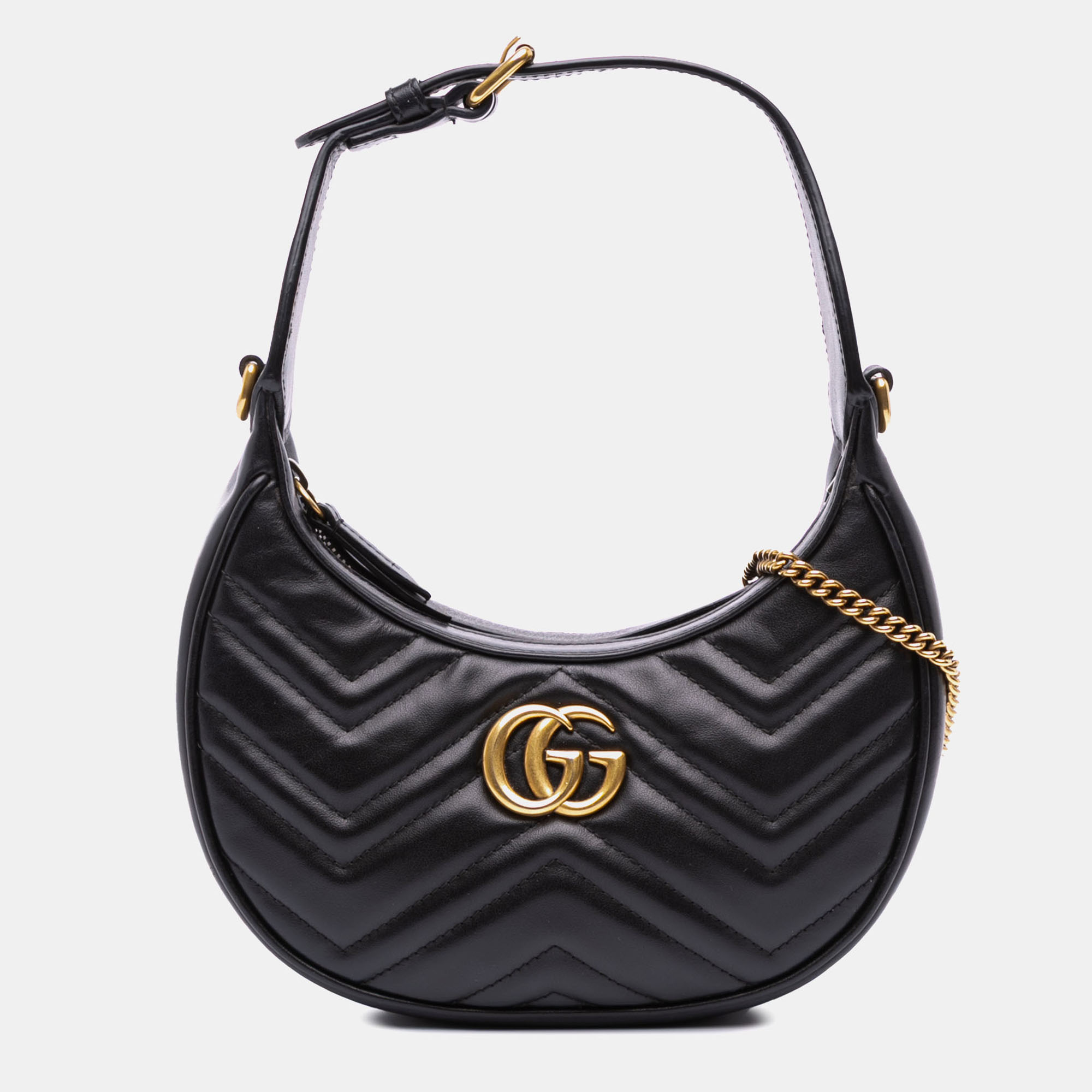 

Gucci Black Mini GG Marmont Half Moon Bag