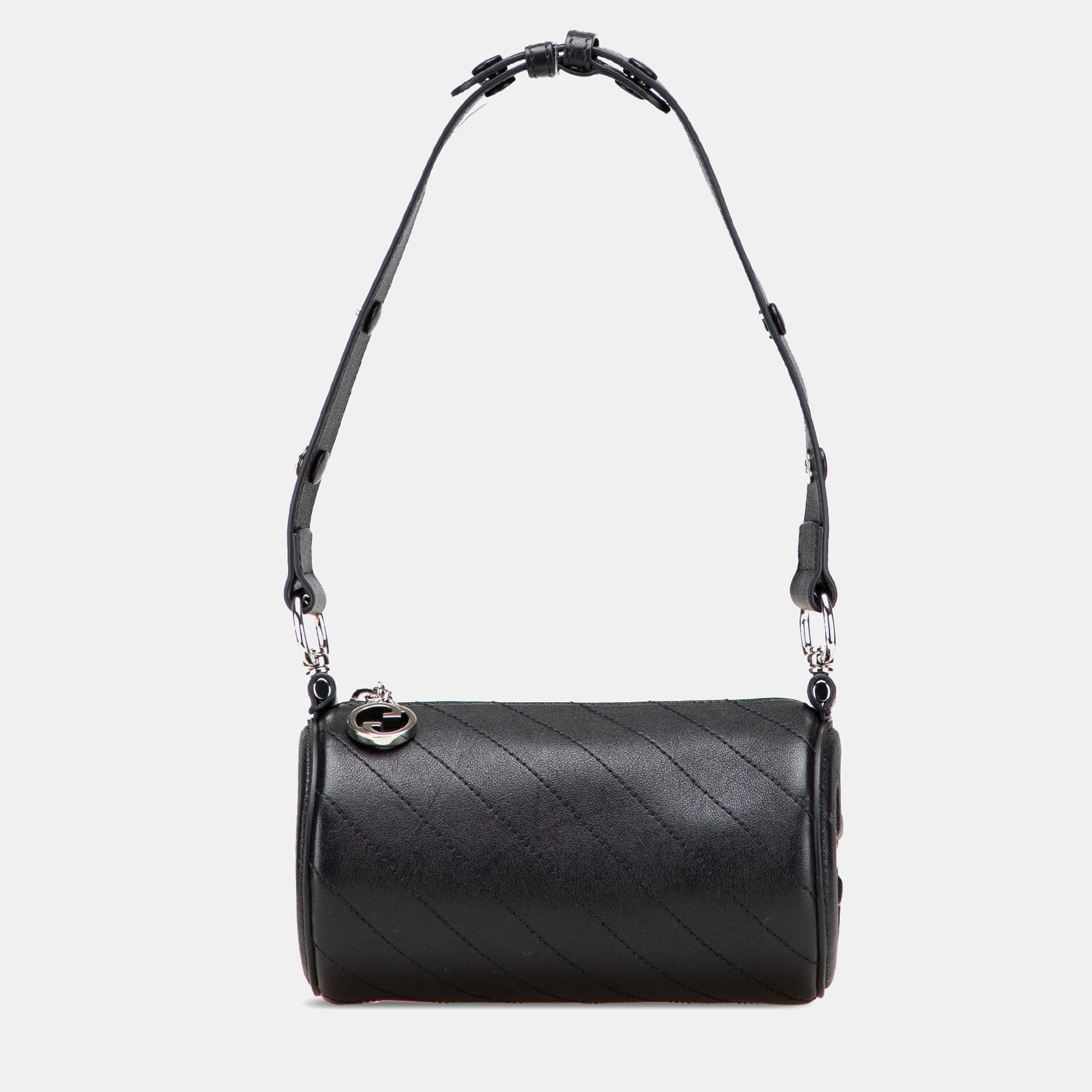 Pre-owned Gucci Black Mini Leather Blondie Barrel Shoulder Bag