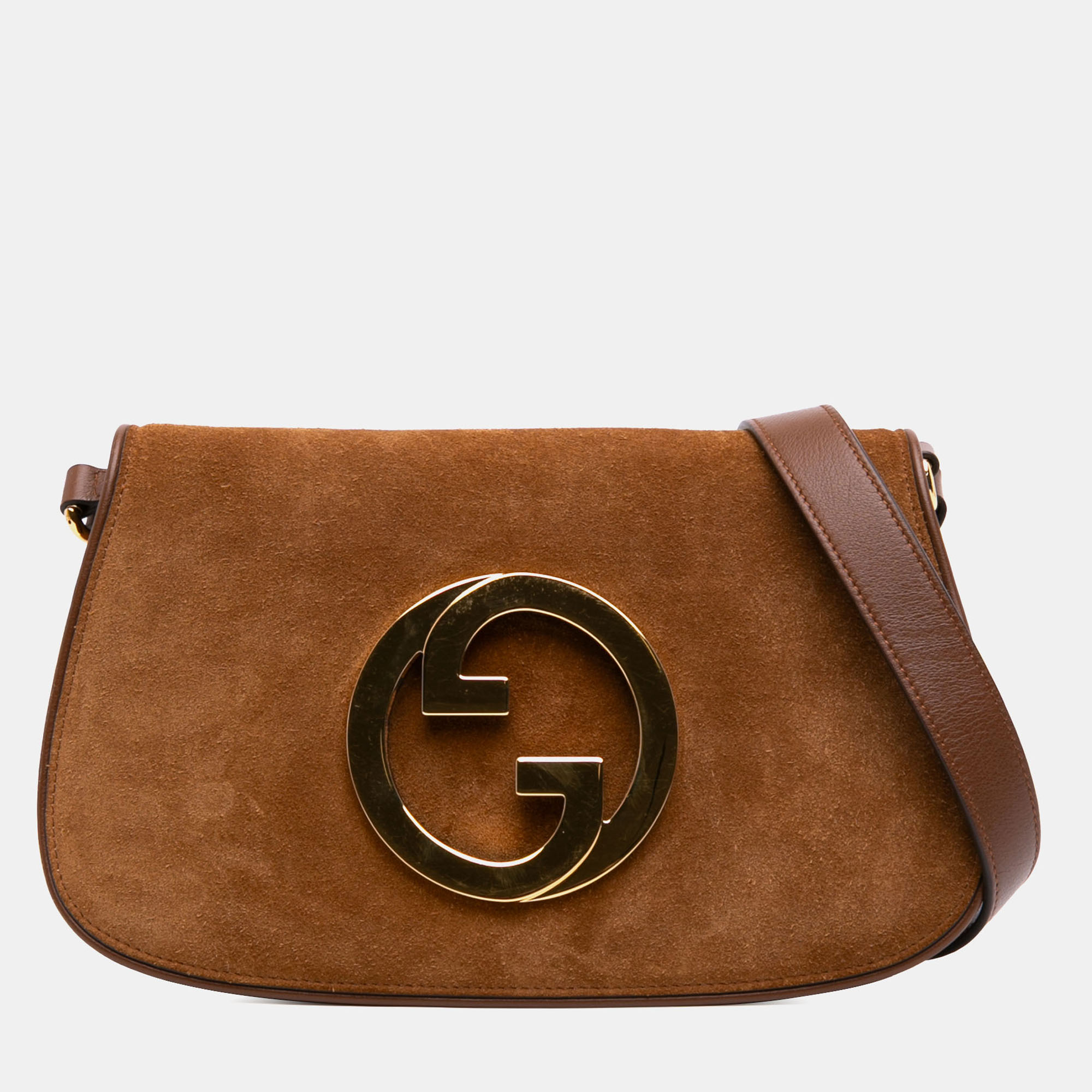 Pre-owned Gucci Brown Small Suede Blondie Satchel