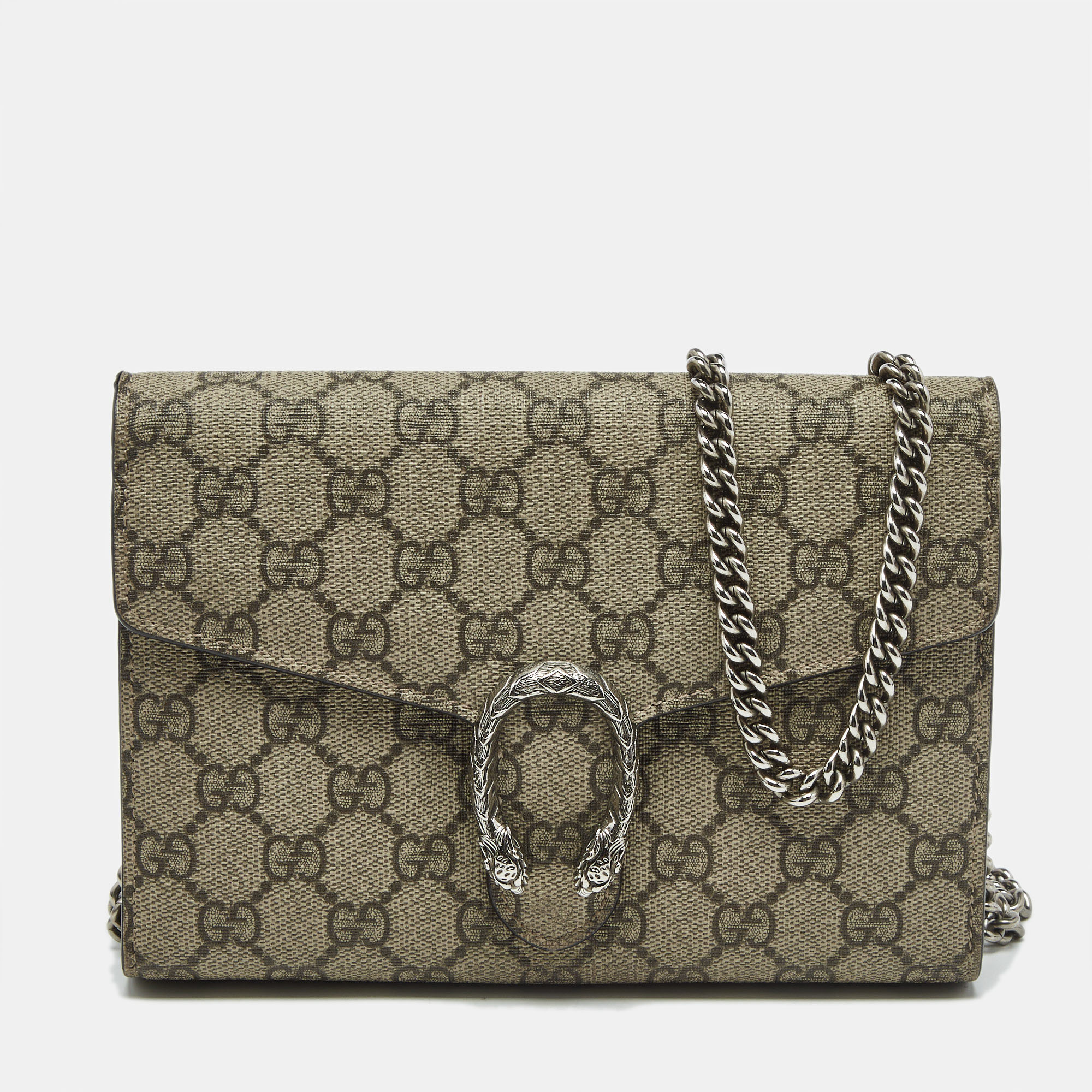 

Gucci Beige/Brown GG Supreme Canvas and Leather Dionysus Wallet on Chain