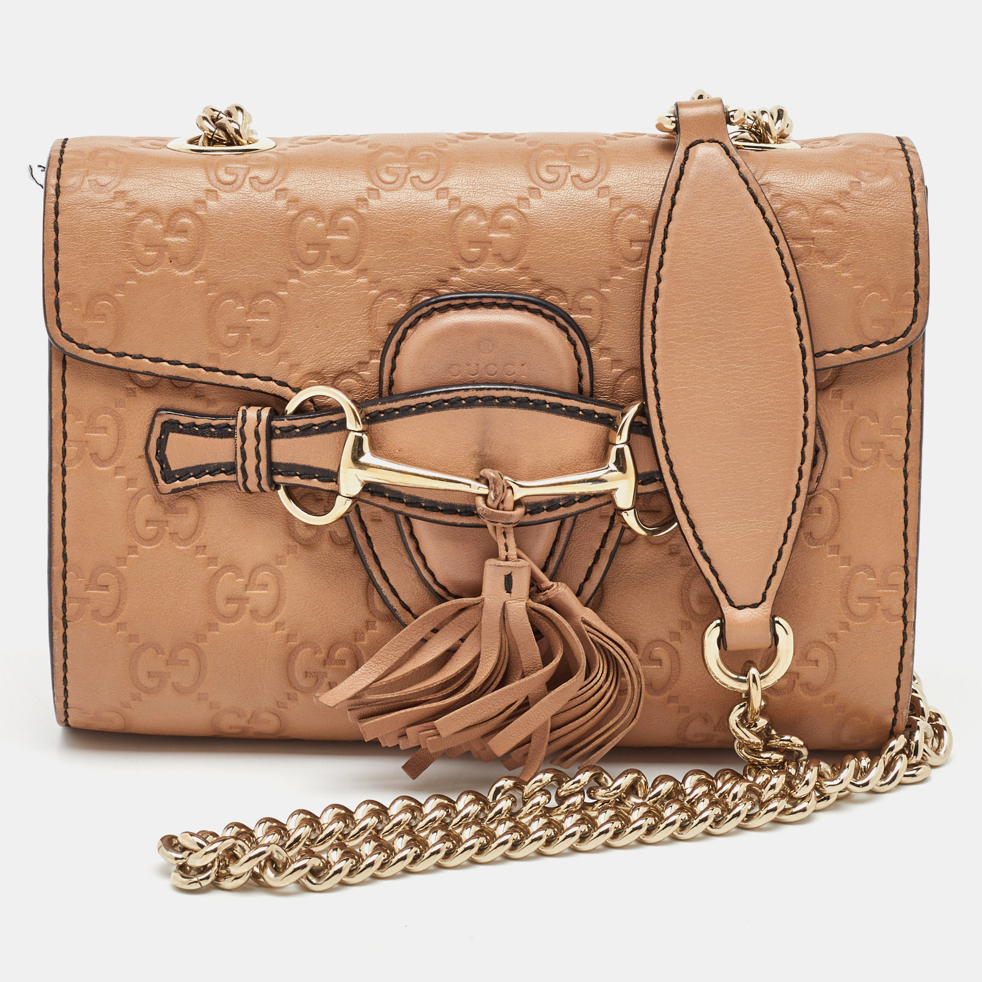 

Gucci Light Brown Guccissima Leather Mini Emily Chain Shoulder Bag