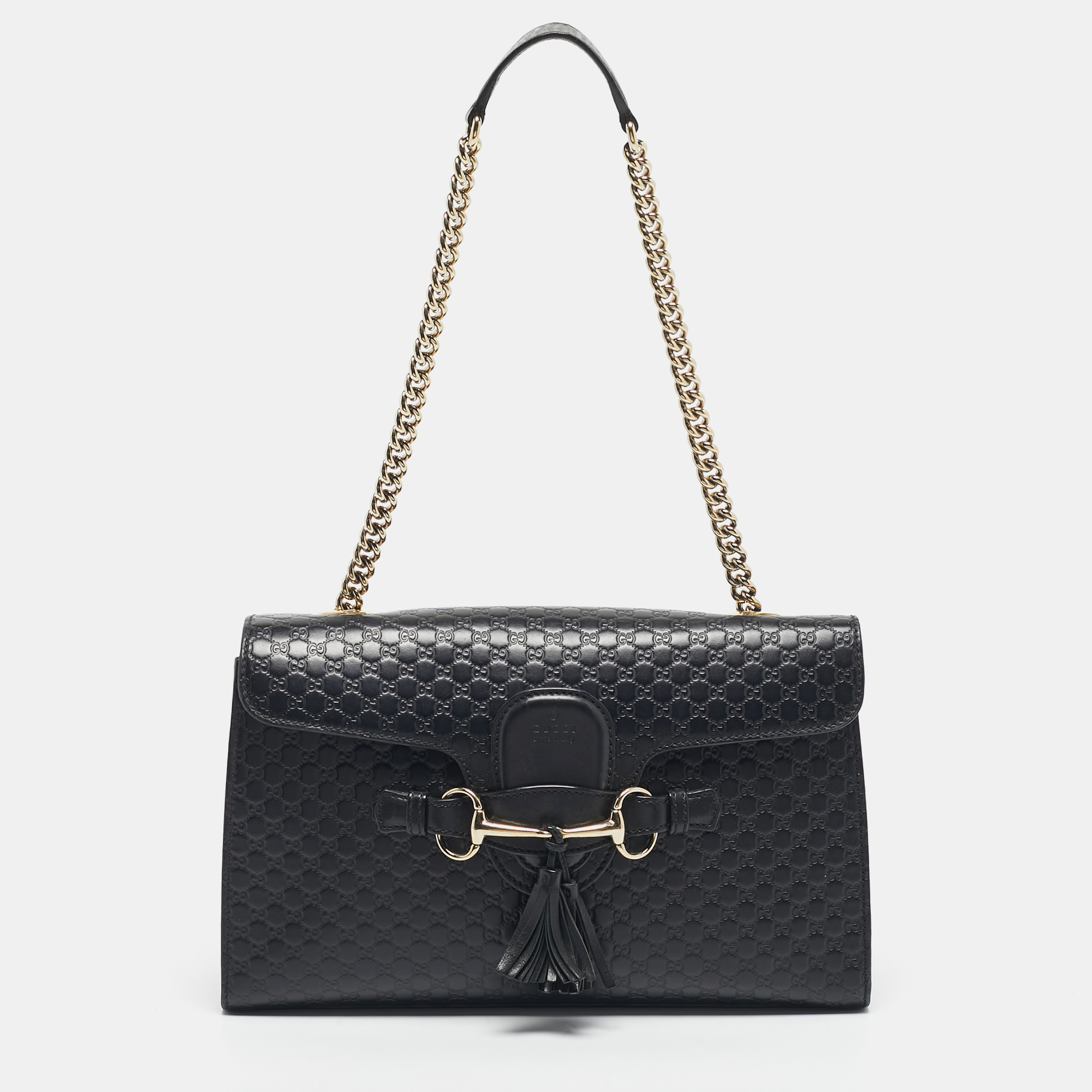 

Gucci Black Microguccissima Leather  Emily Chain Shoulder Bag
