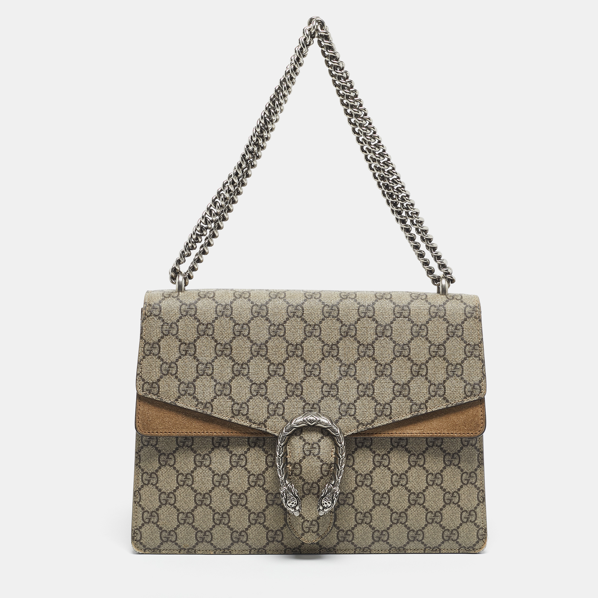 

Gucci Beige GG Supreme Canvas and Suede  Dionysus Shoulder Bag