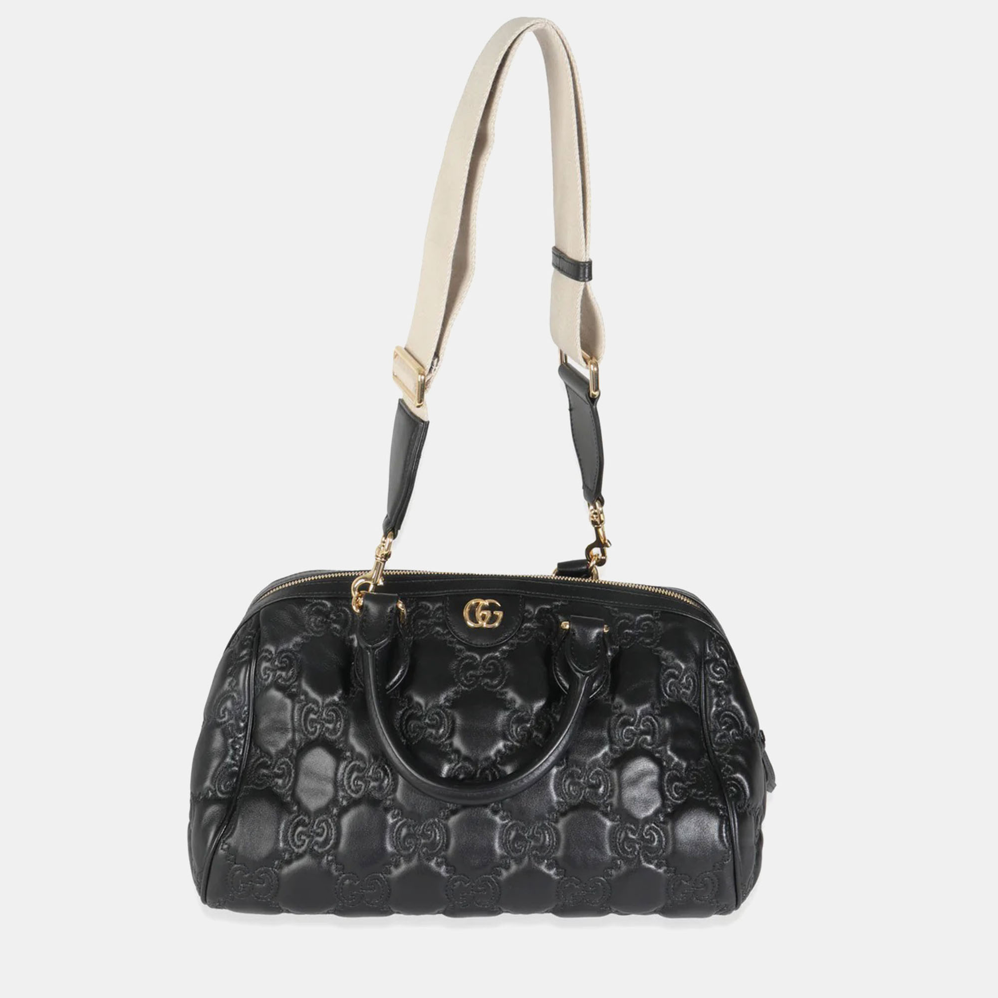 

Gucci Black Calfskin GG Matelasse Medium Bowler Bag