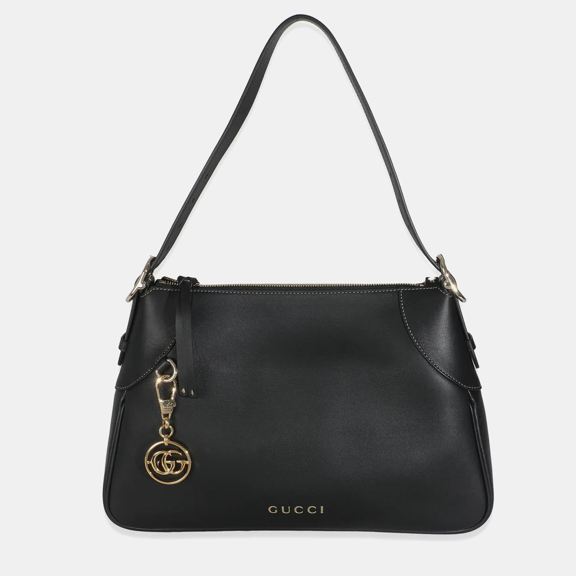 

Gucci Black Calfskin Medium GG Emblem Shoulder Bag